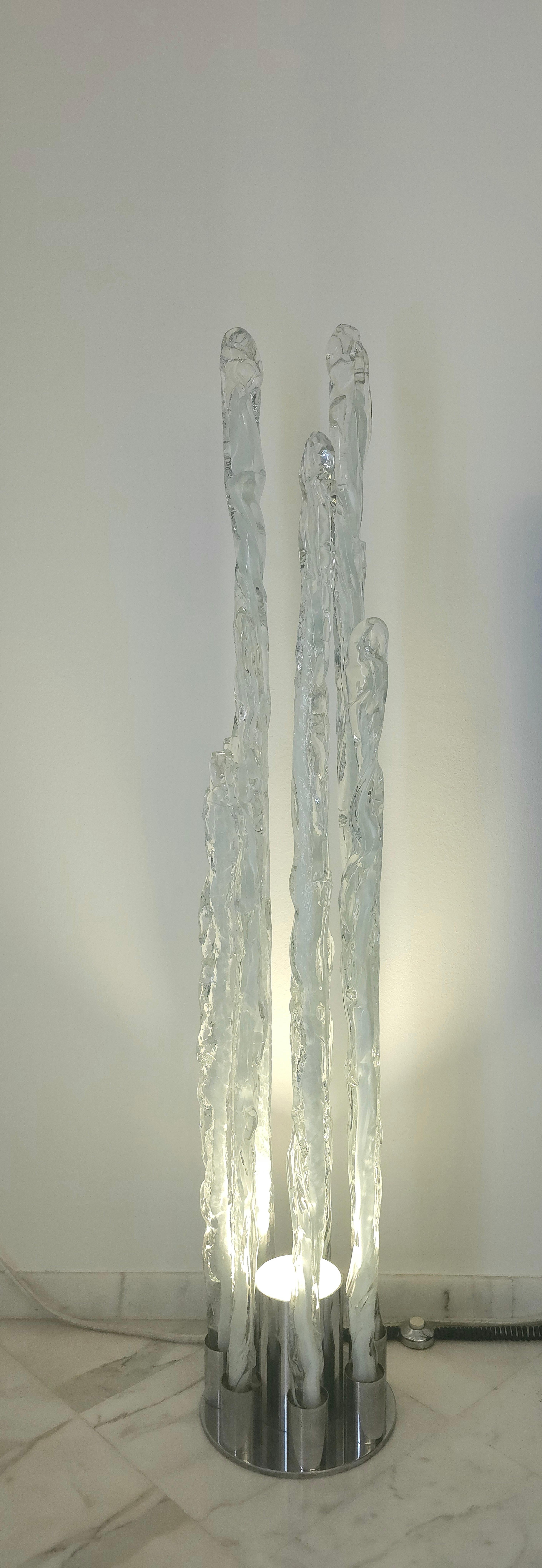  Floor Lamp Sculptural Murano Glass Ettore Fantasia Gino Poli for Sothis 1970s In Good Condition For Sale In Palermo, IT