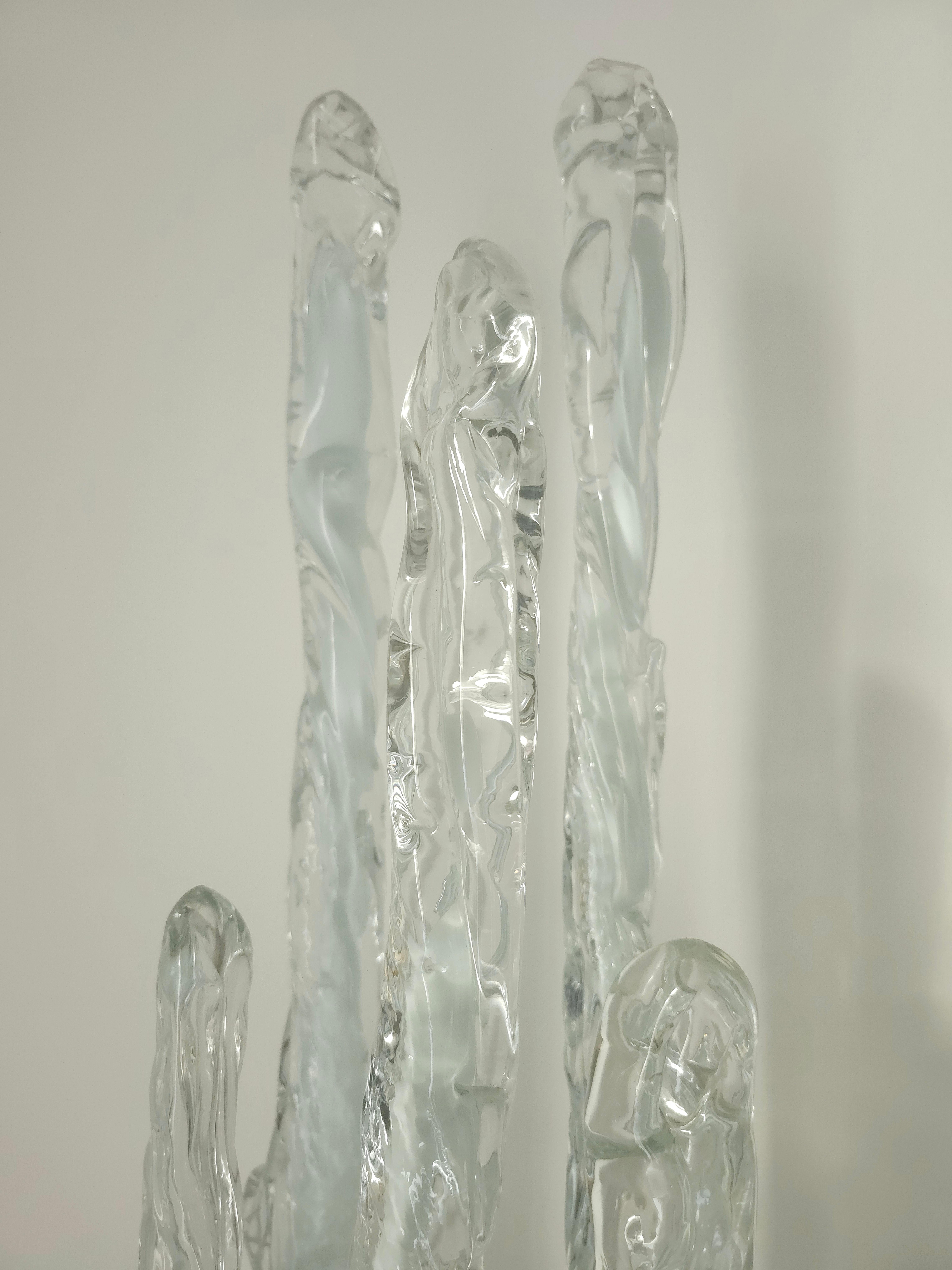 Metal  Floor Lamp Sculptural Murano Glass Ettore Fantasia Gino Poli for Sothis 1970s For Sale
