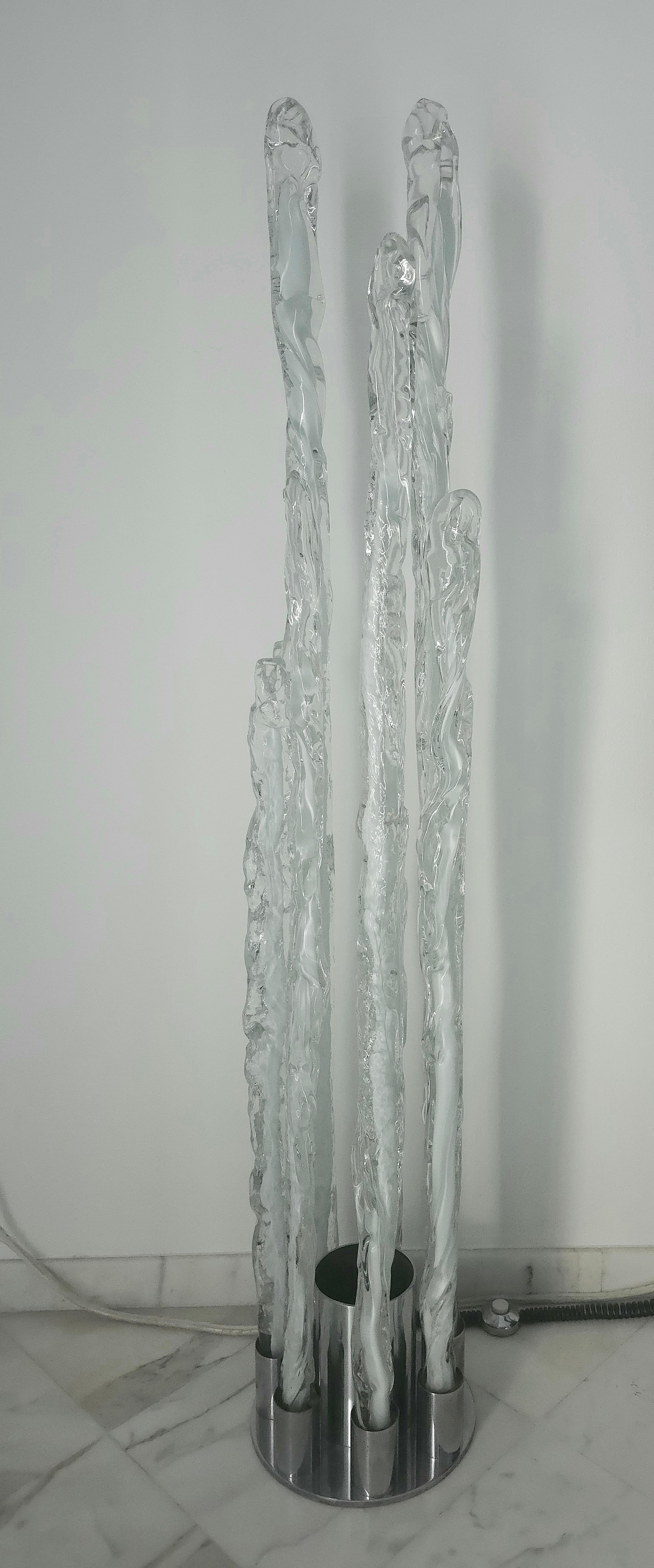  Floor Lamp Sculptural Murano Glass Ettore Fantasia Gino Poli for Sothis 1970s