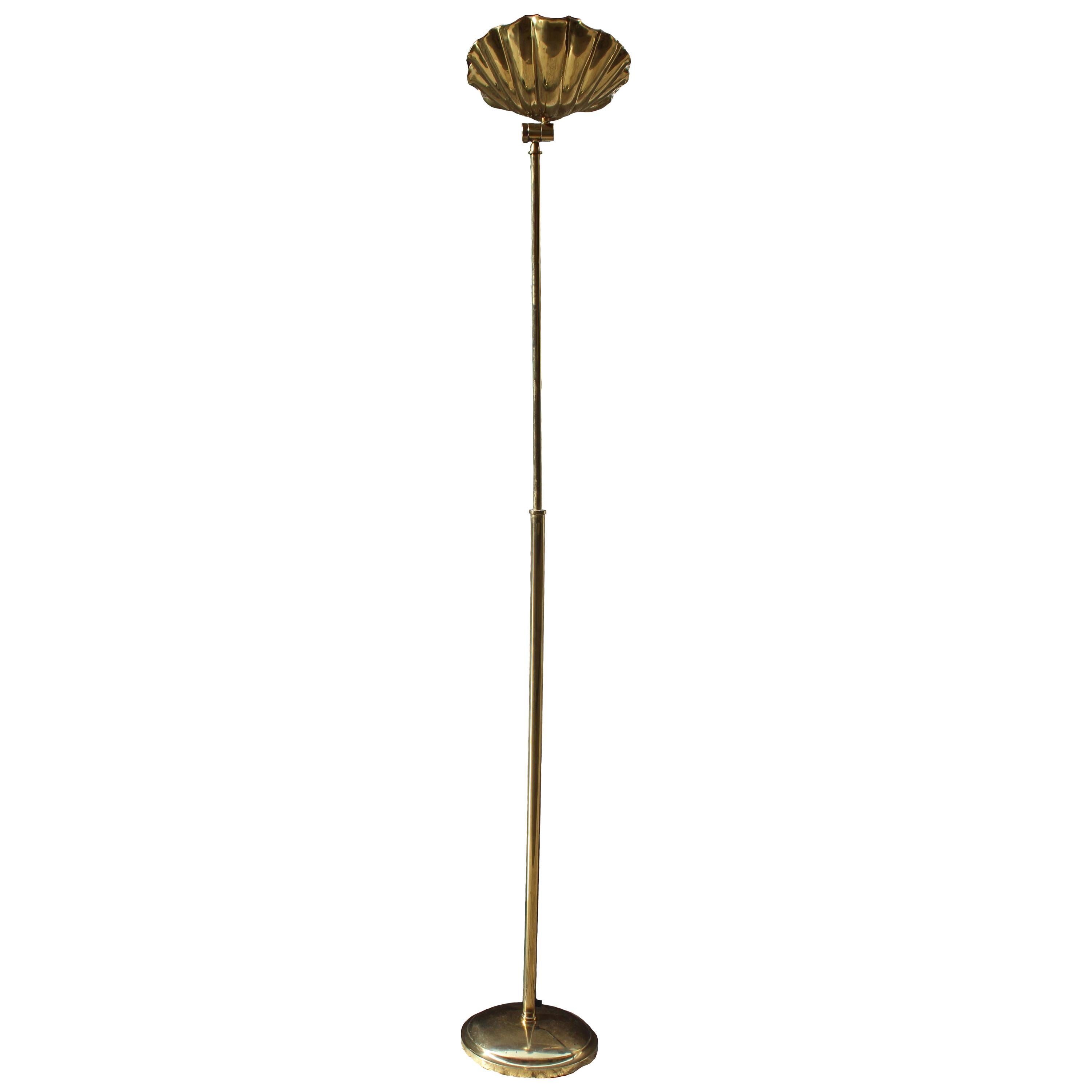 Floor Lamp, Shell Shape, Brass Body, 1970s For Sale