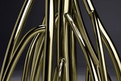 Floor Lamp Decorative Big Sculpture Golden Mirror Steel Gold Lampshade Italy