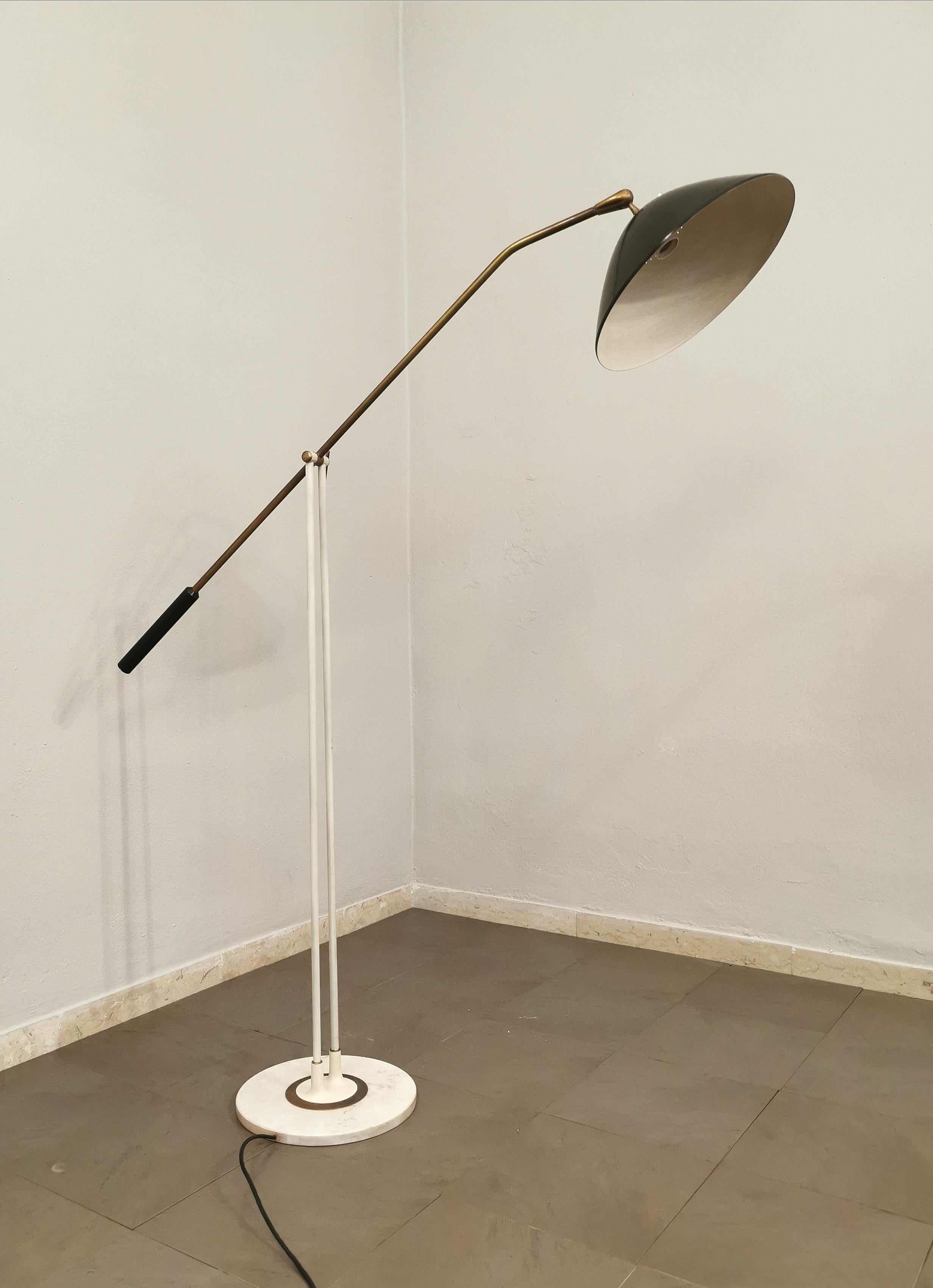  Floor Lamp Stilnovo Brass Aluminum Marble Adjustable Midcentury Italy 1950s 3