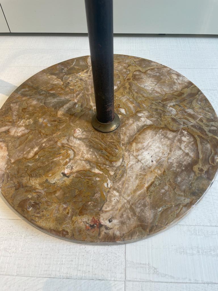 Floor Lamp Stilnovo Lacquered Metal Stem Aluminum Cones Brass Marble Italy 1950s For Sale 3