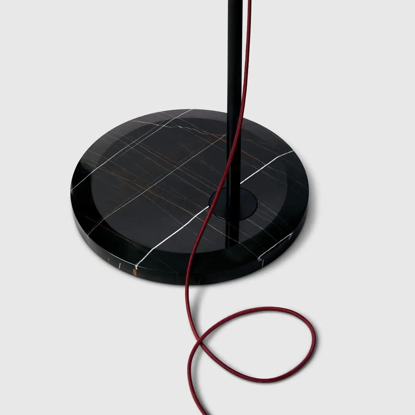 Floor Lamp 'Takayama' by Man of Parts 
Signed by Yabu Pushelberg 

Black or white texture powder coated metal frame with woven cord and marble base
Stone base: Sahara Noir Marble or Invisible White Marble
Cord: Burgundy or Yellow 

Model shown: