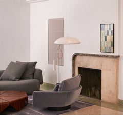 Floor Lamp 'Takayama' by Man of Parts, White Metal + White Marble Base