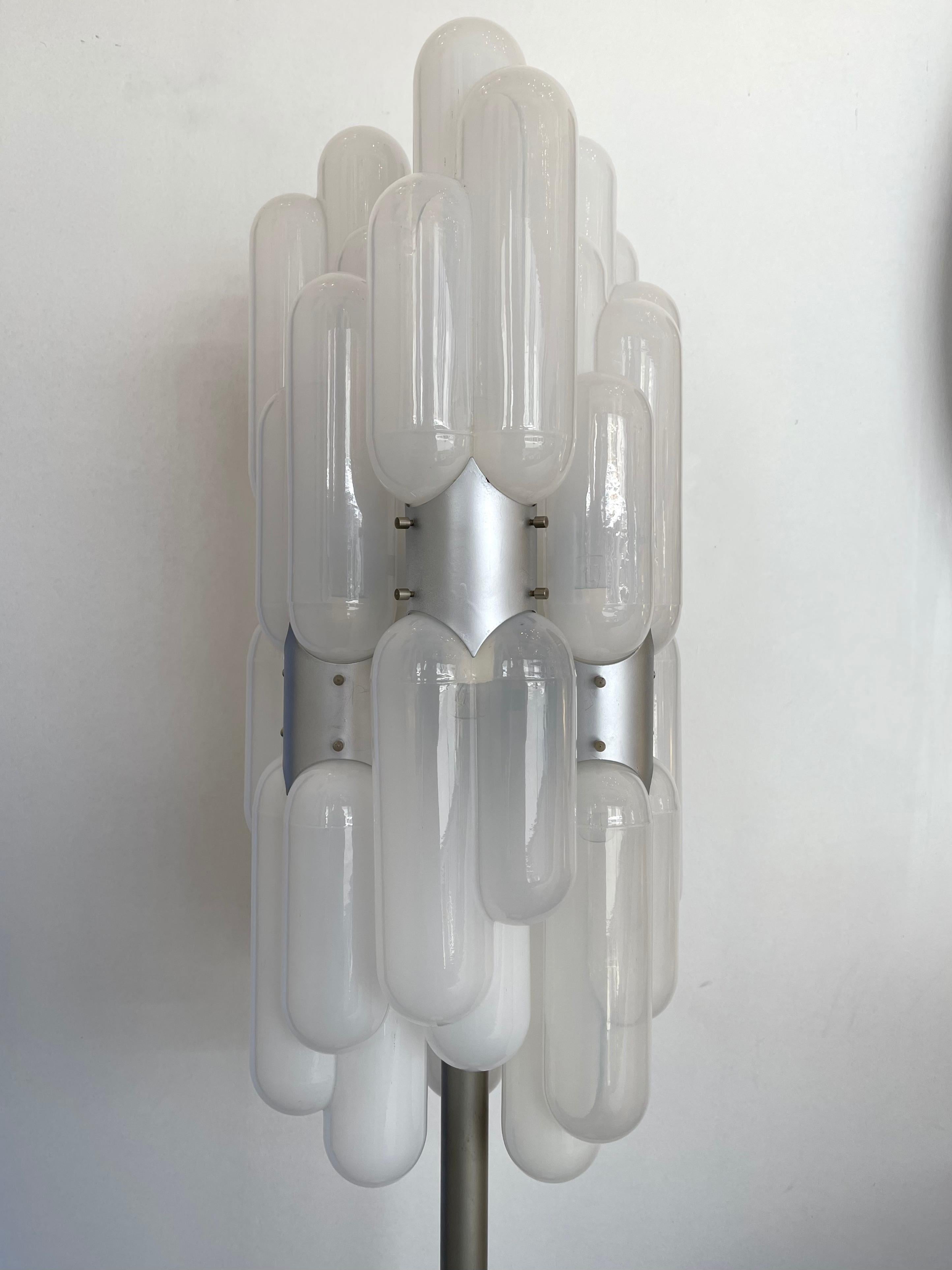 Space Age Floor Lamp Torpedo Glass Metal by Carlo Nason for Mazzega, Italy, 1970s