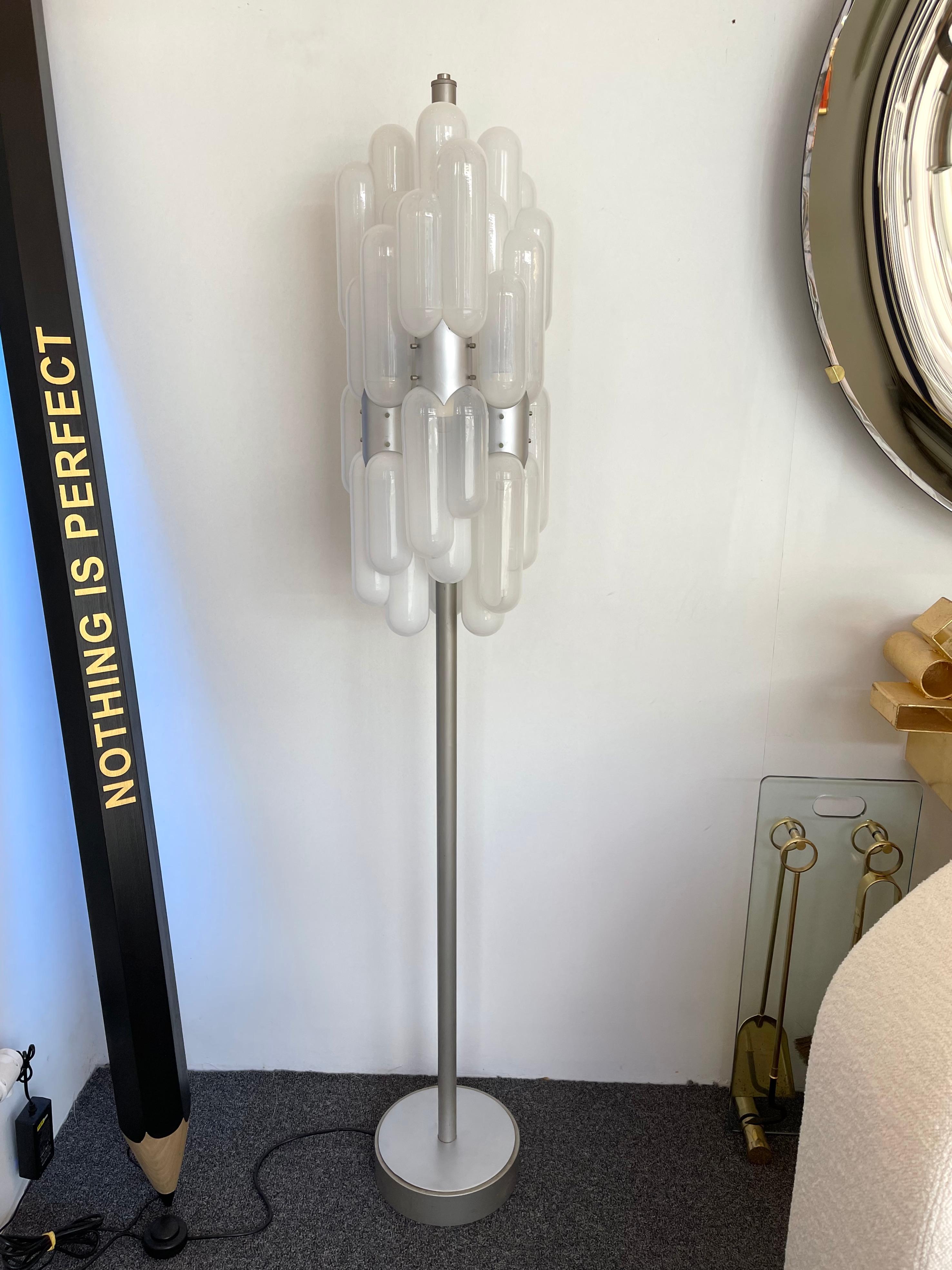 Floor Lamp Torpedo Glass Metal by Carlo Nason for Mazzega, Italy, 1970s In Good Condition In SAINT-OUEN, FR