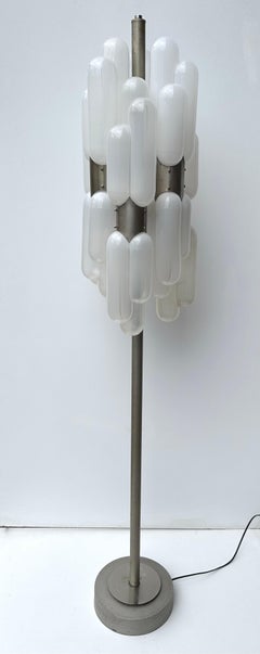 Floor Lamp Torpedo Murano Glass Metal by Carlo Nason for Mazzega, Italy, 1970s