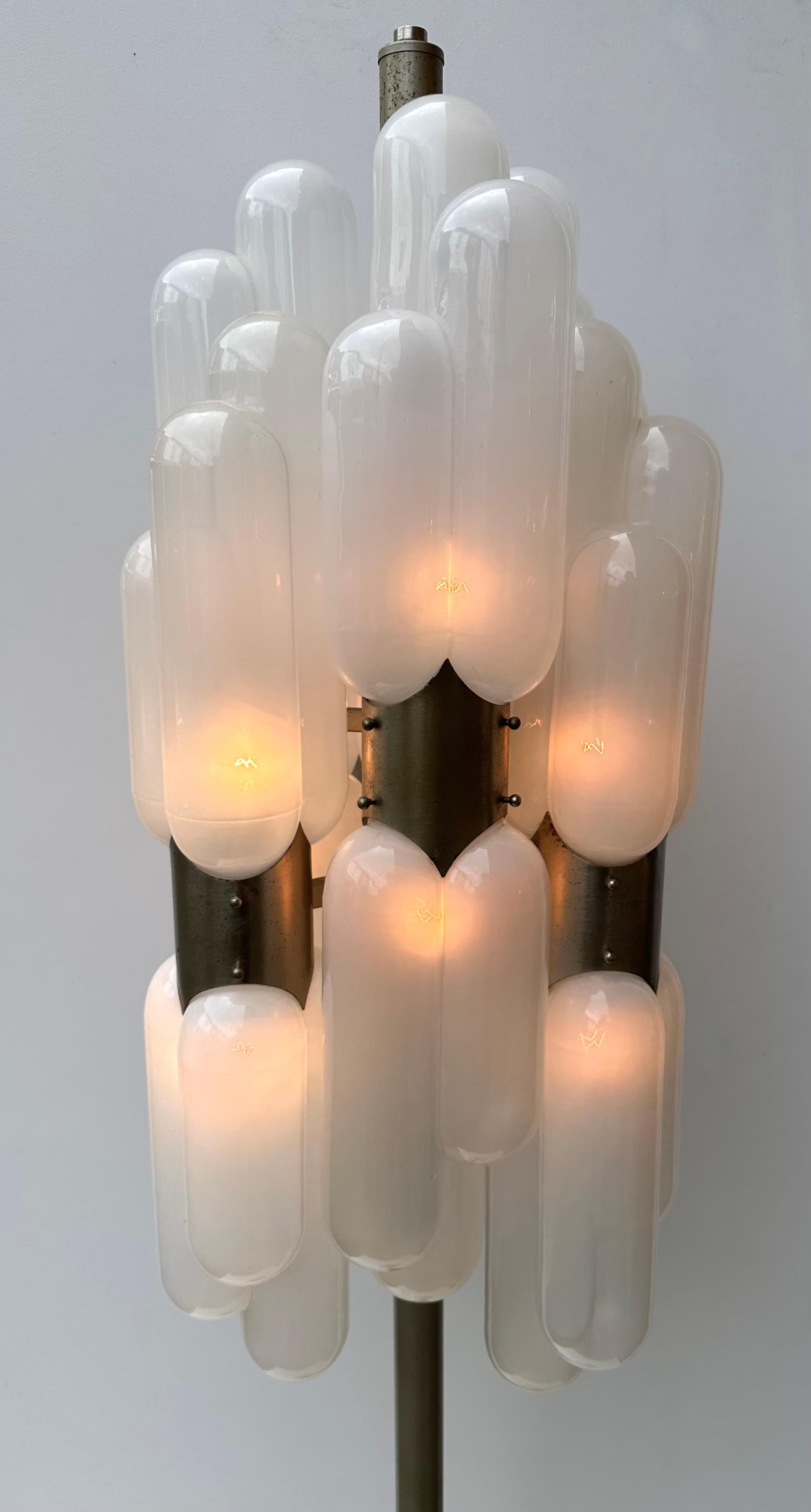 Space Age Floor Lamp Torpedo Murano Glass Metal by Carlo Nason for Mazzega, Italy, 1970s For Sale