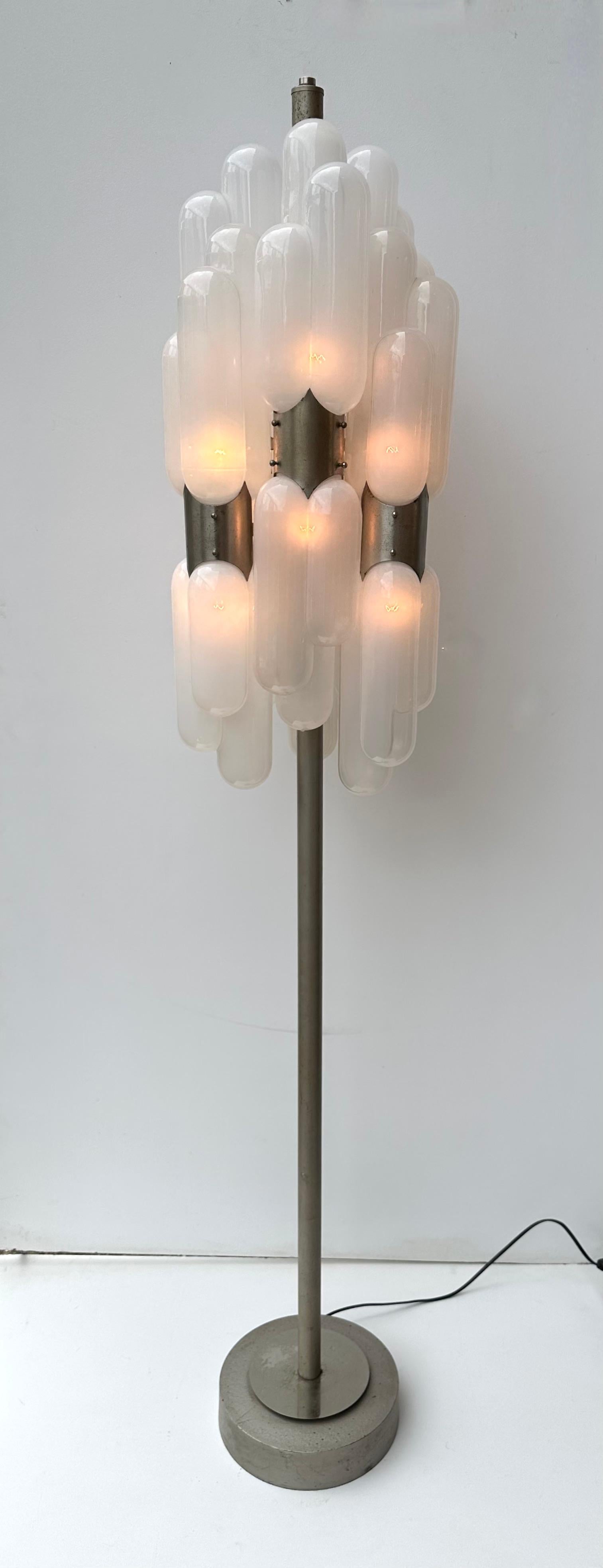 Floor Lamp Torpedo Murano Glass Metal by Carlo Nason for Mazzega, Italy, 1970s For Sale 1