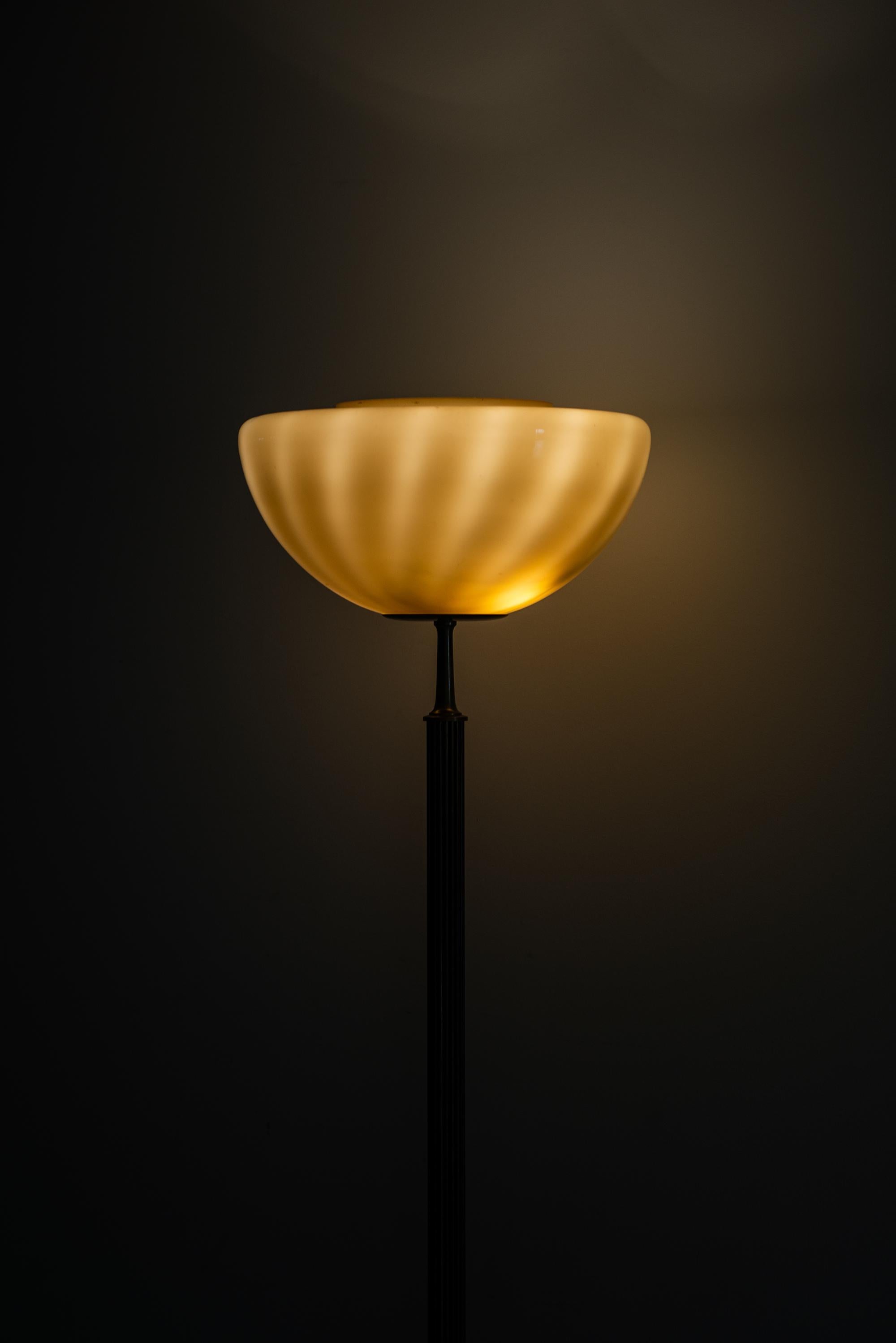 Floor Lamp / Uplight in Brass and Glass Produced in Sweden 1