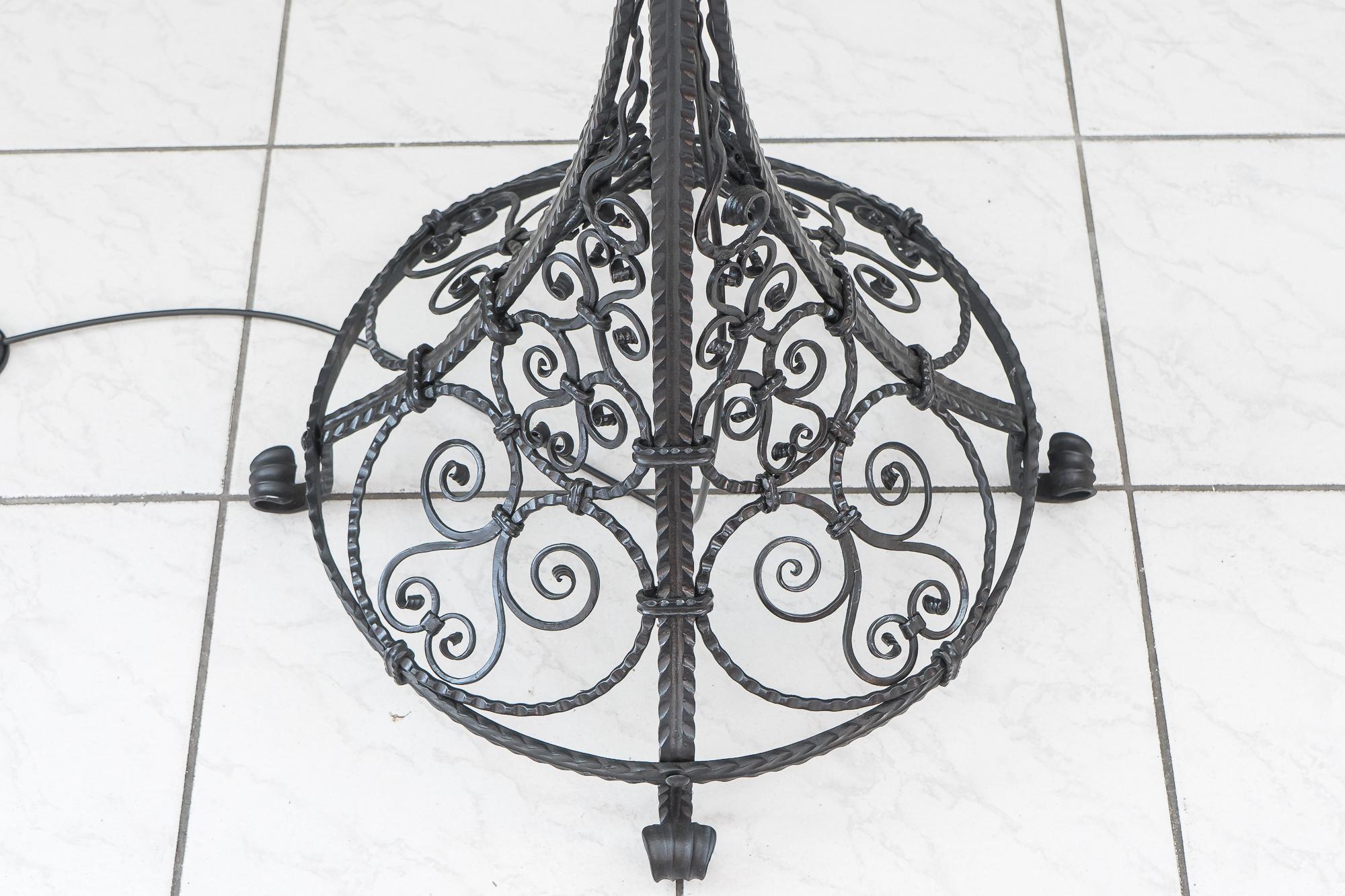 Floor Lamp Vienna circa 1930s Wrought Iron 'Painted' with Original Shade For Sale 1
