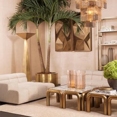 Floor Lamp, Vintage Brass Finish and Black Granite Base, Designer Floor Lamp.