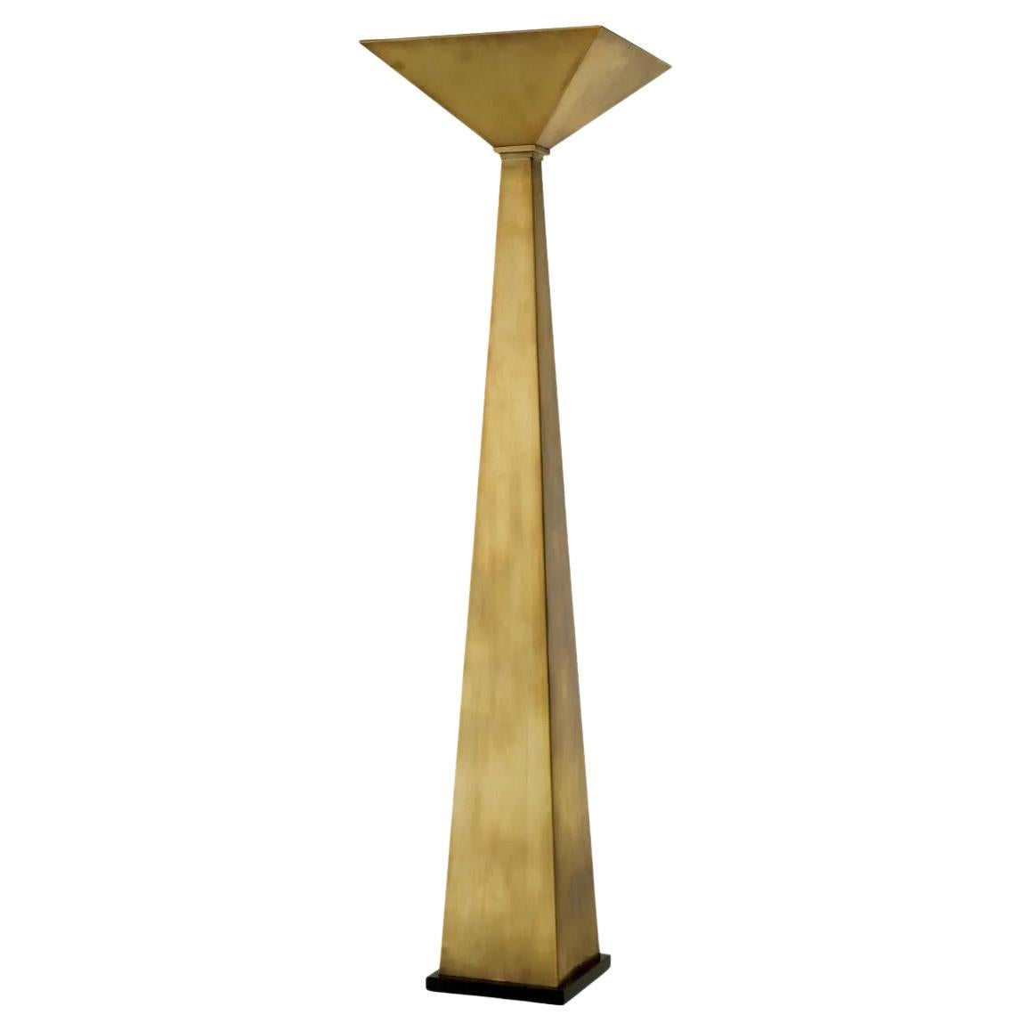 Floor Lamp, Vintage Brass Finish and Black Granite Base, Designer Floor Lamp.