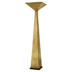 Floor Lamp, Vintage Brass Finish and Black Granite Base, Designer Floor Lamp.