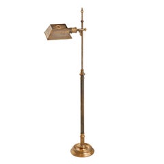 Floor Lamp, Vintage Brass Finish in Industrial Style.