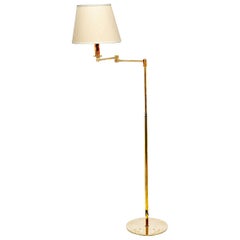 Floor Lamp, Vintage in Guilt Metal, with an Articulated Arm, Brass Color, France