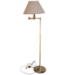 Floor Lamp, Vintage in Guilt Metal, with an Articulated Arm, Brass Color, France