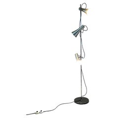 Floor lamp with 3 adjustable lights in chromed metal, 1970