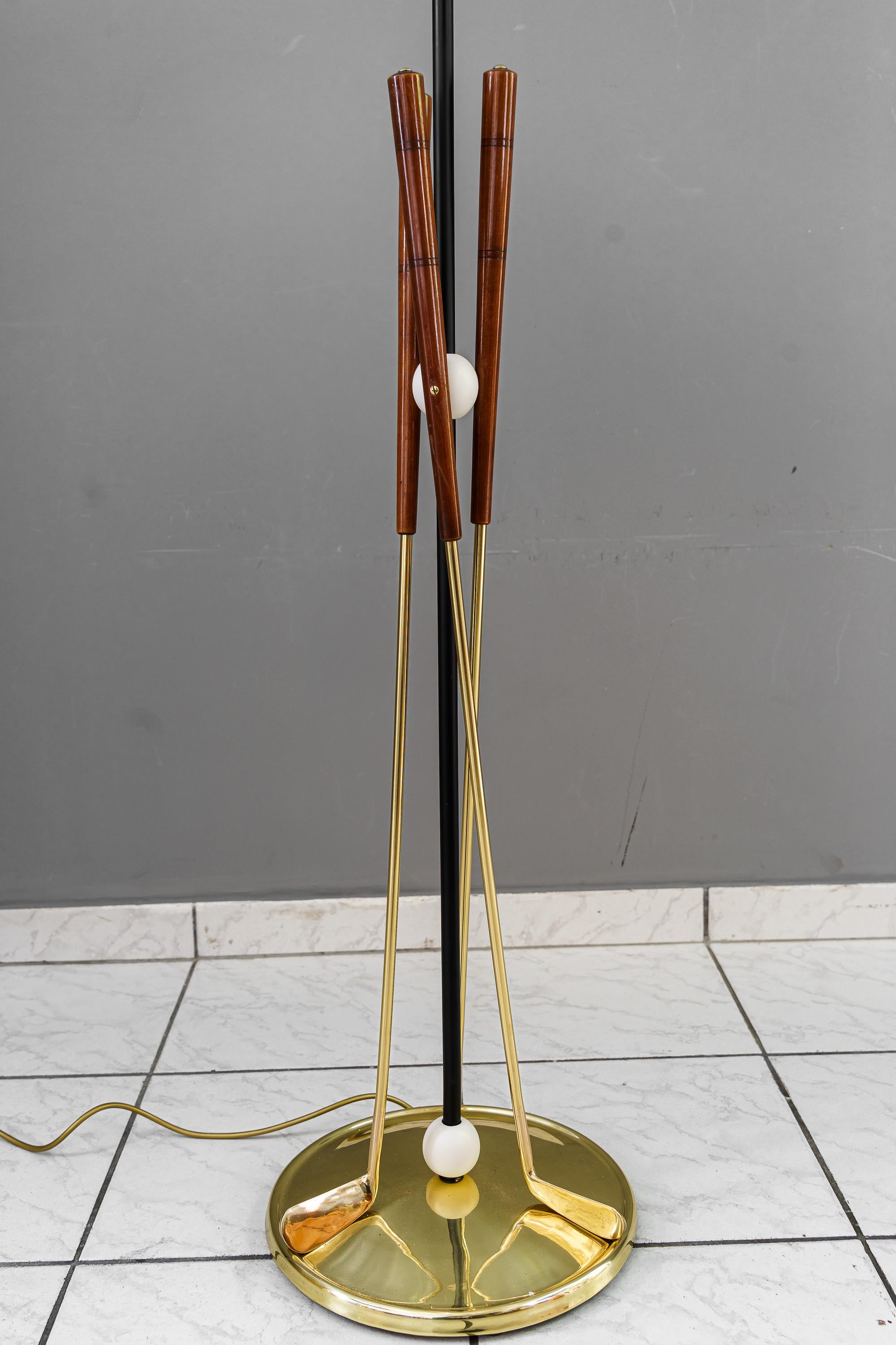 Mid-Century Modern Floor lamp with 3 golf rackets italian around 1950s For Sale