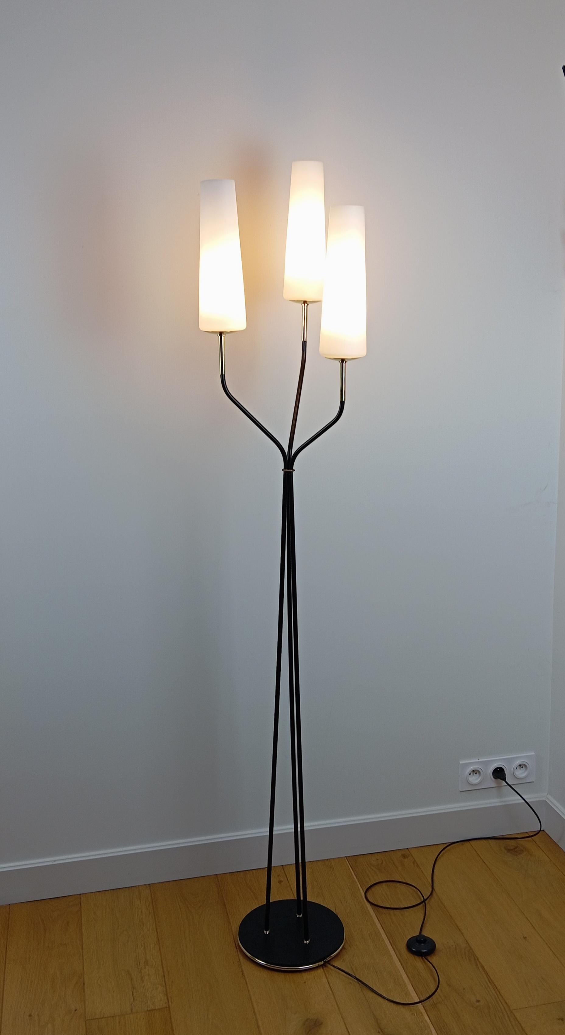 Floor lamp with 3 light arms, Maison Lunel circa 1950 For Sale 3