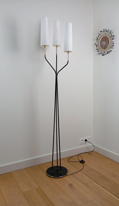 Floor lamp with 3 light arms, Maison Lunel circa 1950
