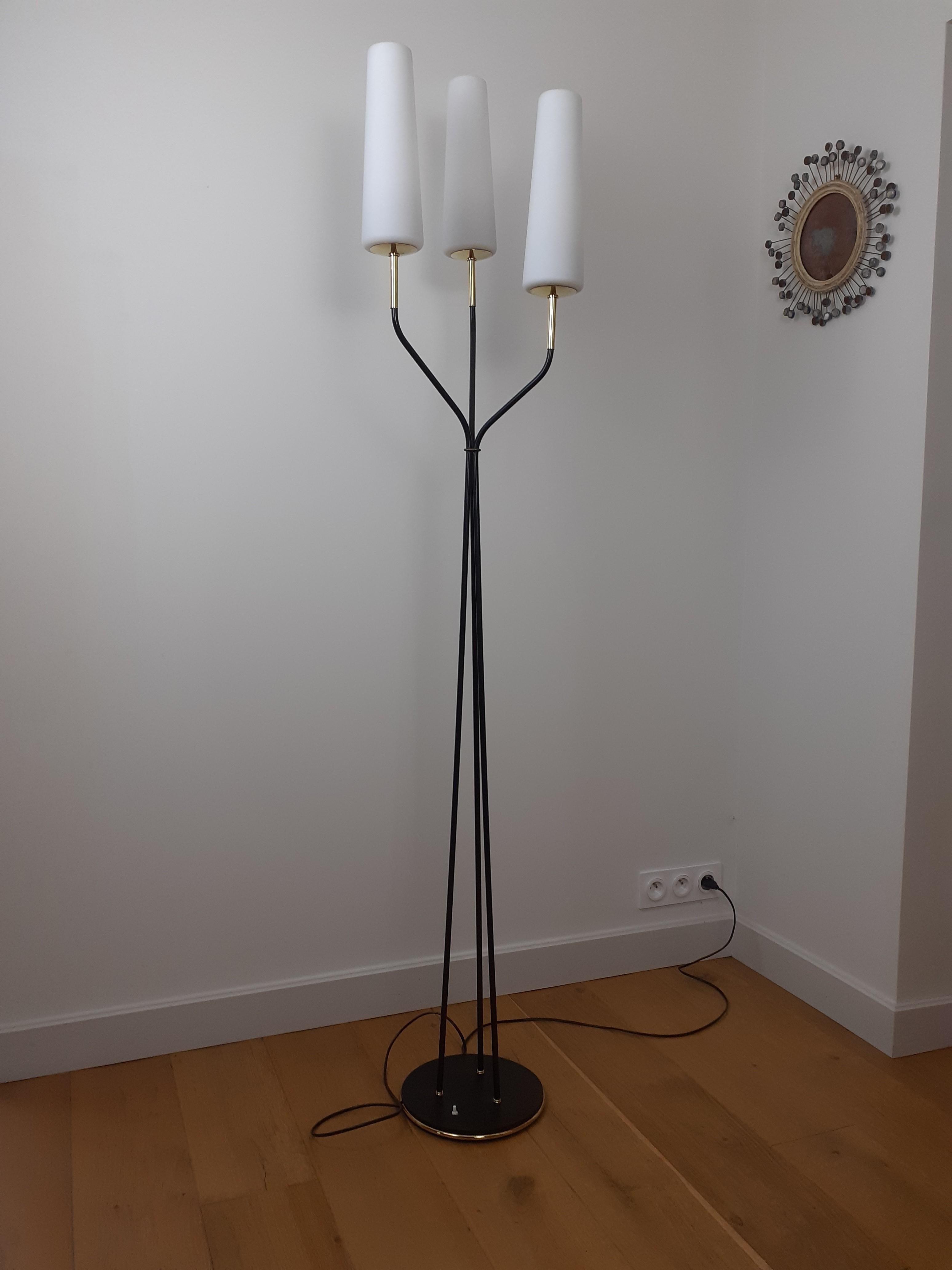 Mid-Century Modern Floor Lamp with 3 Sconces, Lunel House, circa 1950