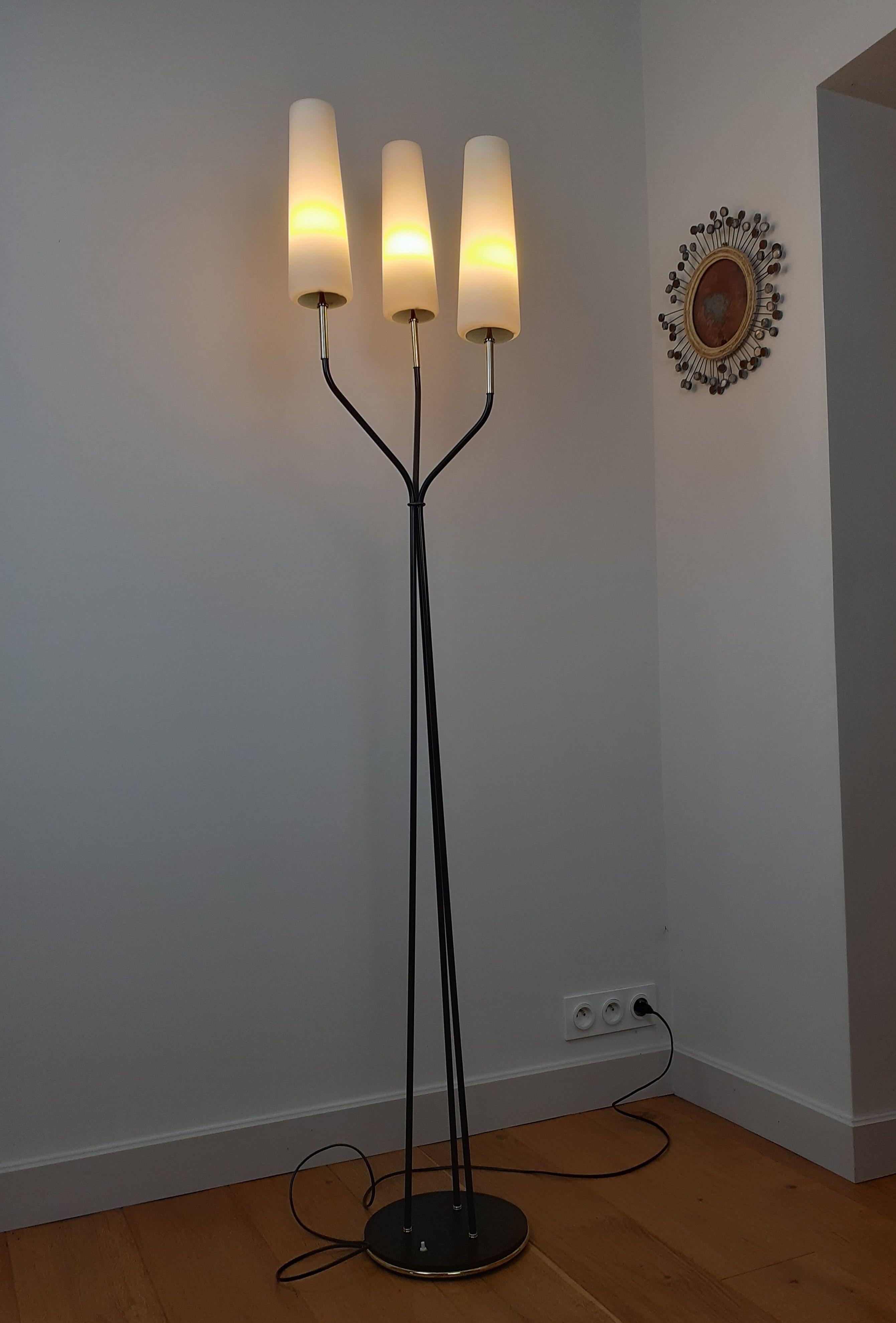 French Floor Lamp with 3 Sconces, Lunel House, circa 1950