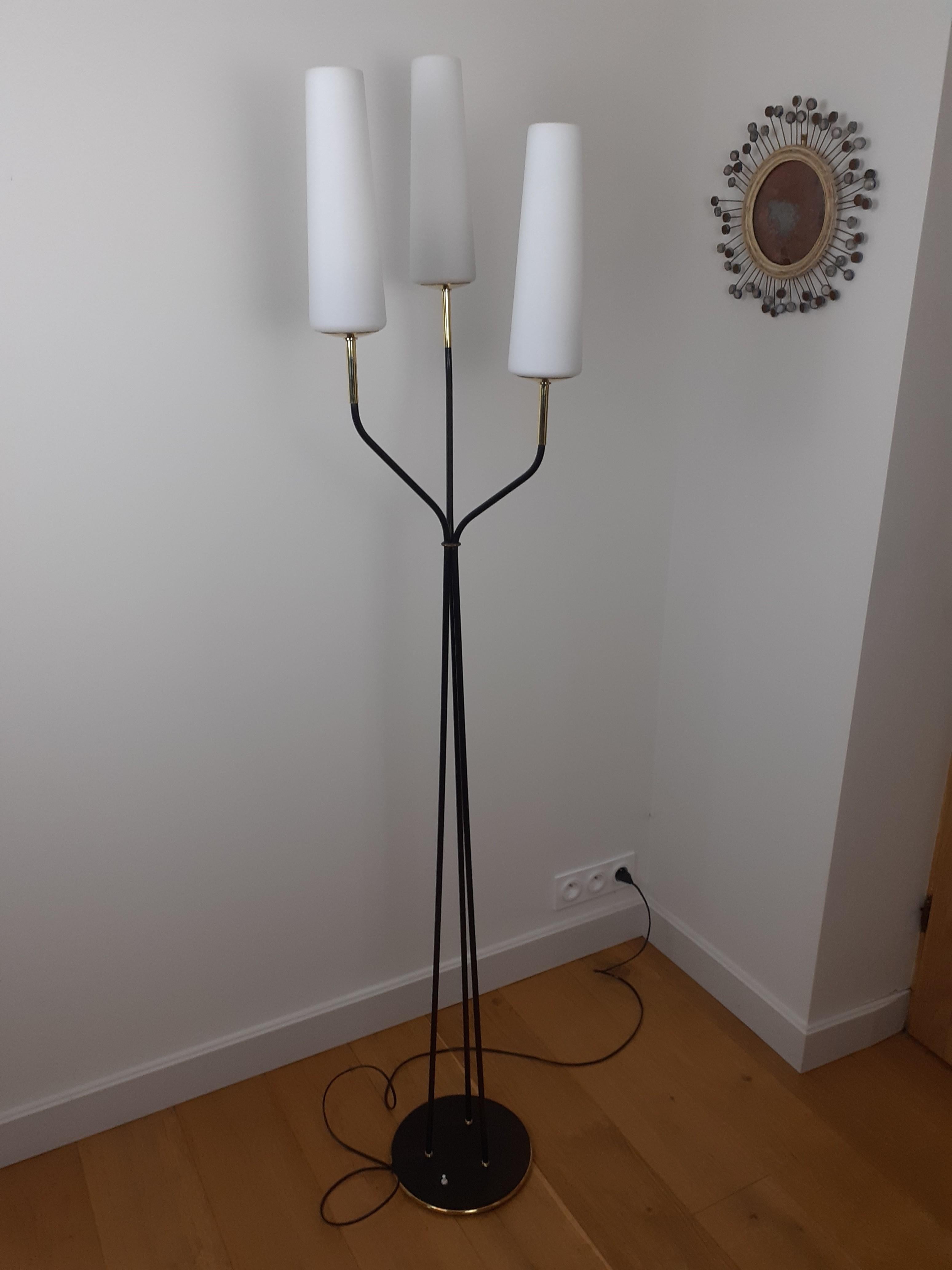 Metal Floor Lamp with 3 Sconces, Lunel House, circa 1950