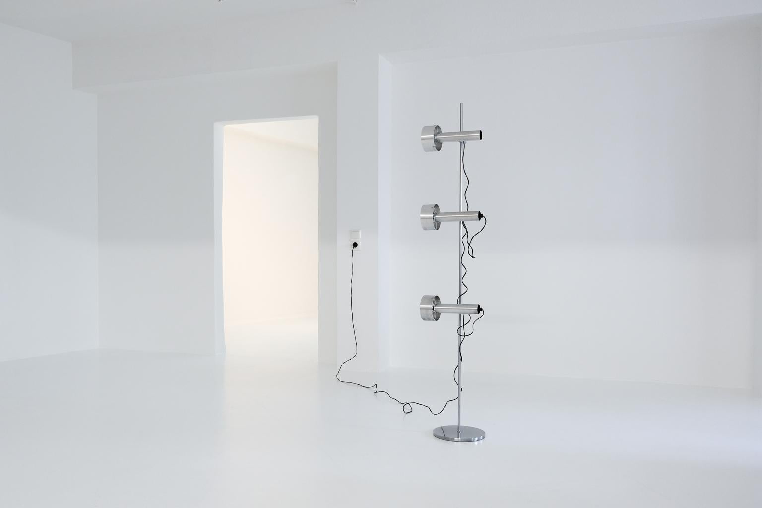 Metal Floor Lamp with 3 Spots by Edi Franz for Swisslamps International, Zürich, 1956