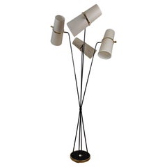 Floor lamp with 4 double shade arms from the 1950s by Maison Lunel