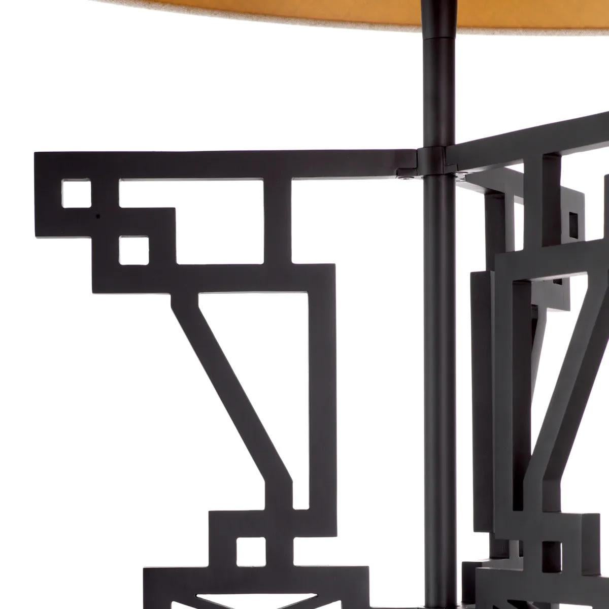 French Floor Lamp with a Matte Black Finish and Black Marble Base. For Sale