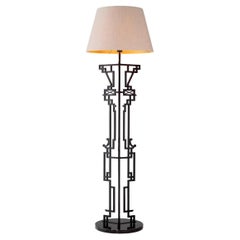 Floor Lamp with a Matte Black Finish and Black Marble Base.