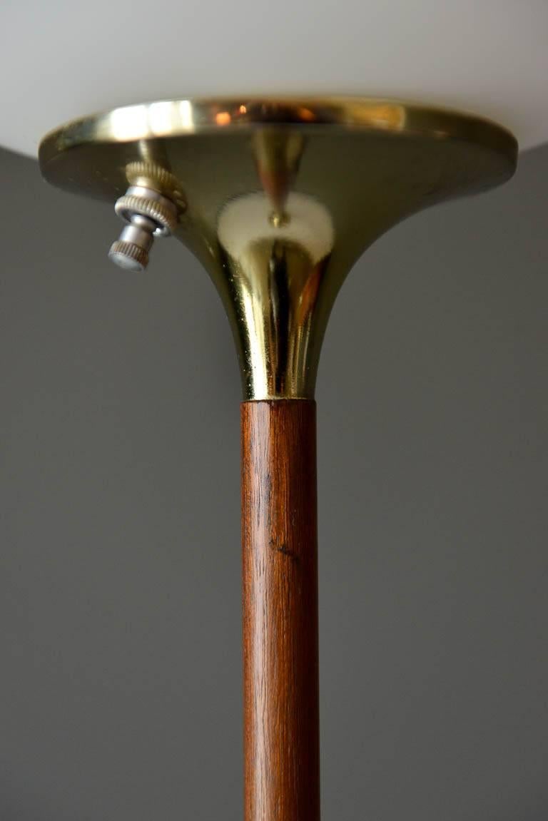 Mid-Century Modern Floor Lamp with Acorn Shade and Walnut Stem by Laurel Lamp Company, circa 1965