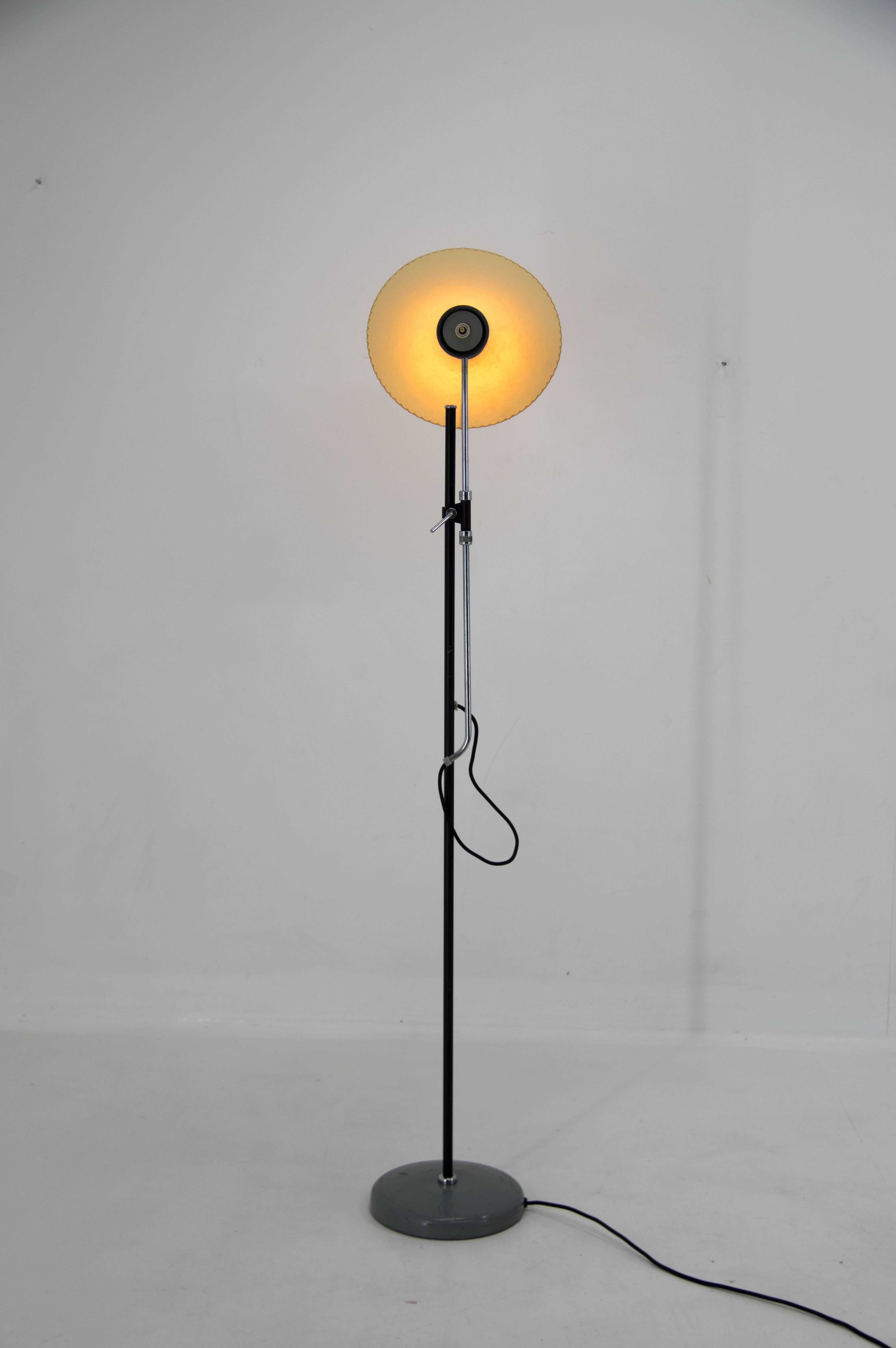 Czech Floor Lamp with Adjustable Parchment Shade, 1960s For Sale