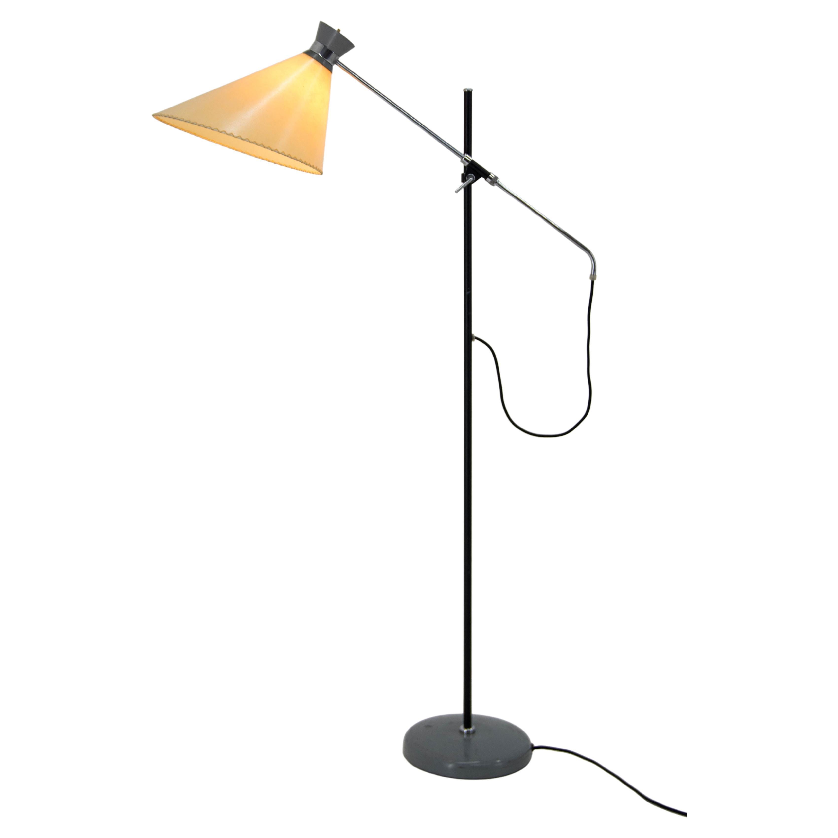 Floor Lamp with Adjustable Parchment Shade, 1960s For Sale