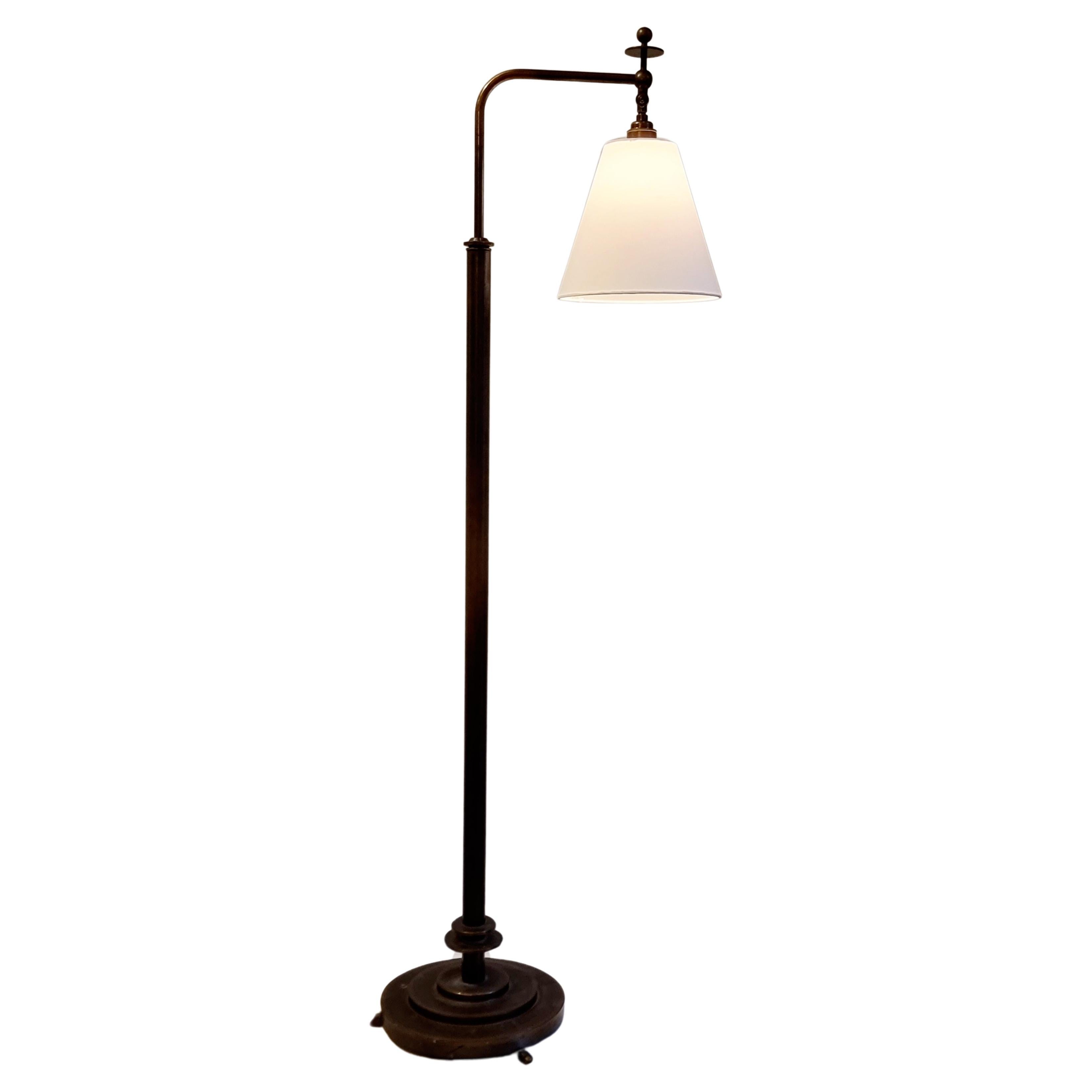 Floor lamp with base in solid bronze, Swedish Grace For Sale