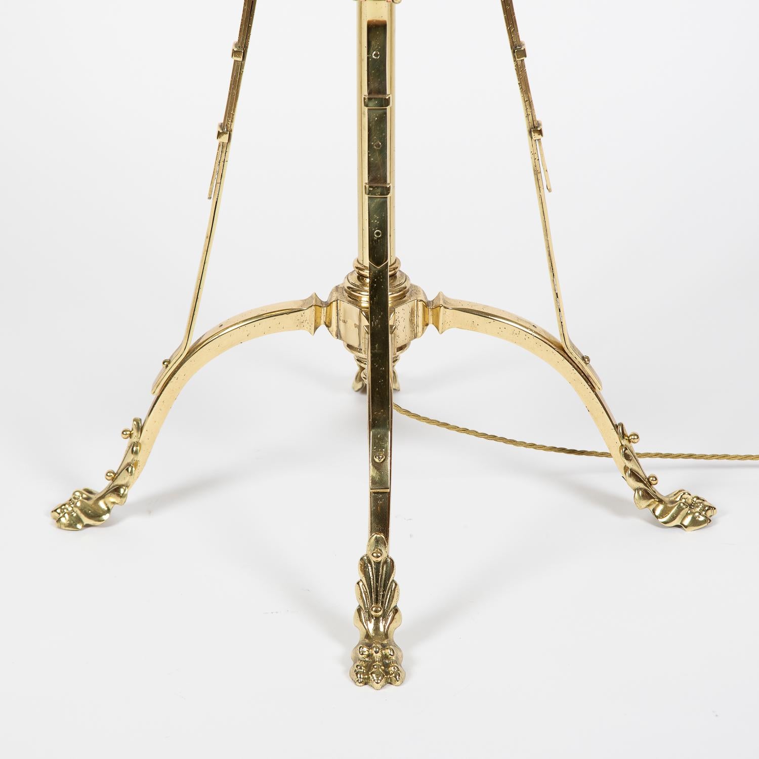 19th Century Floor Lamp with Belt and Buckle Brass Work For Sale