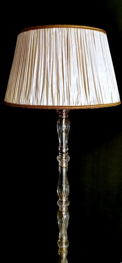 Floor Lamp with Cut, Ground Faceted Crystals, Brass Base France 'No Lampshade'