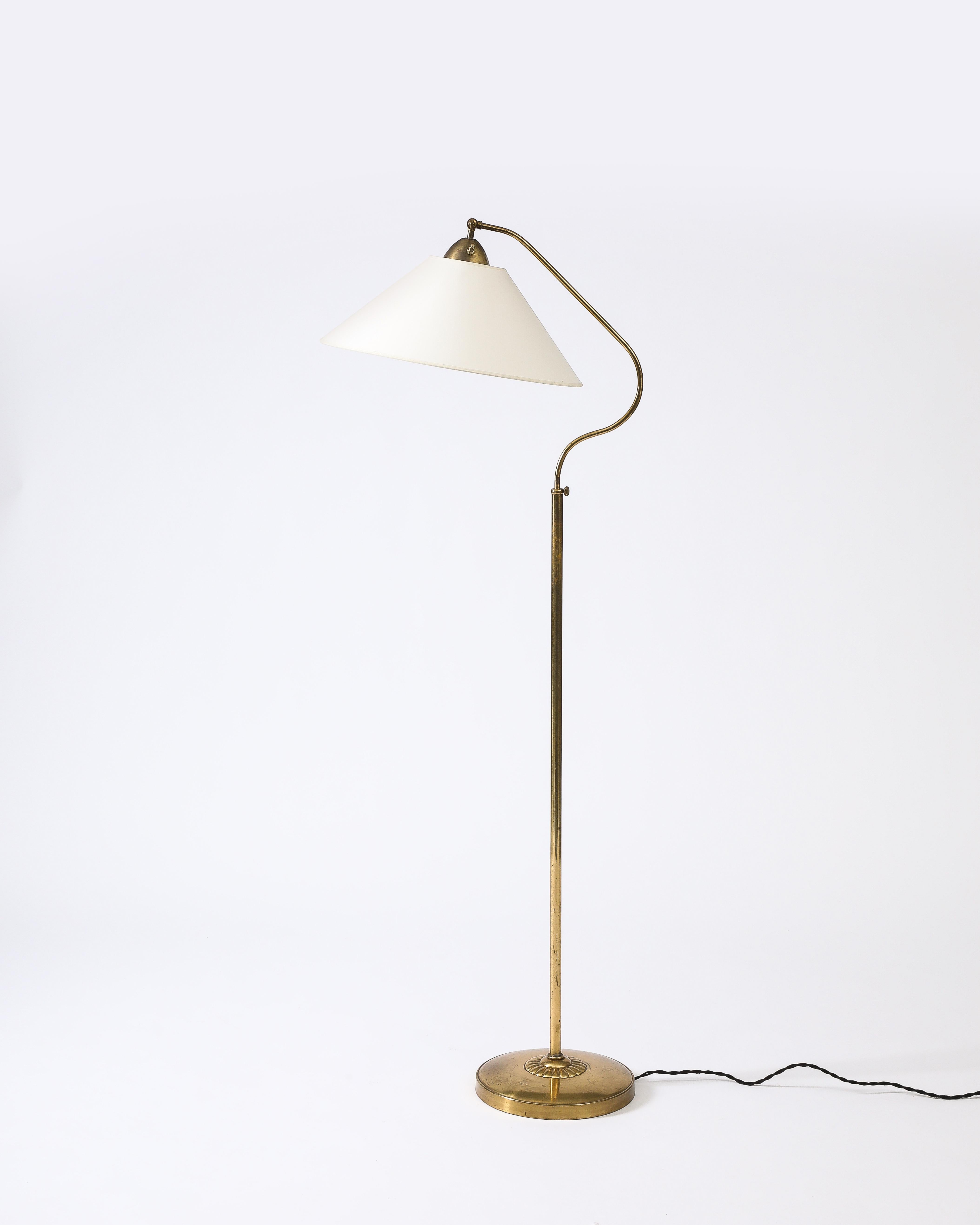 Floor Lamp with Fabric Shades, Attributed to ASEA, Sweden, c. 1950 3