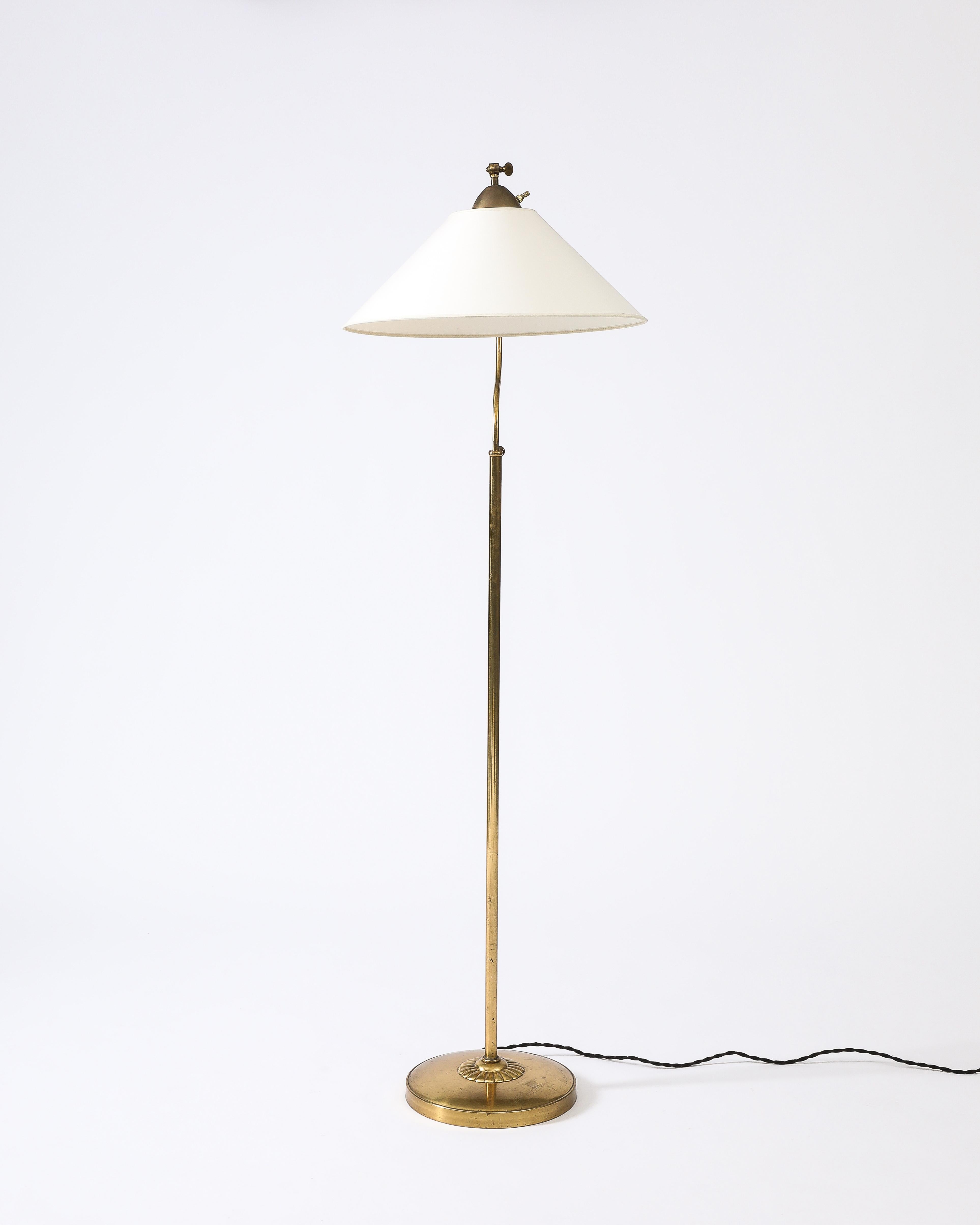 Modern Floor Lamp with Fabric Shades, Attributed to ASEA, Sweden, c. 1950