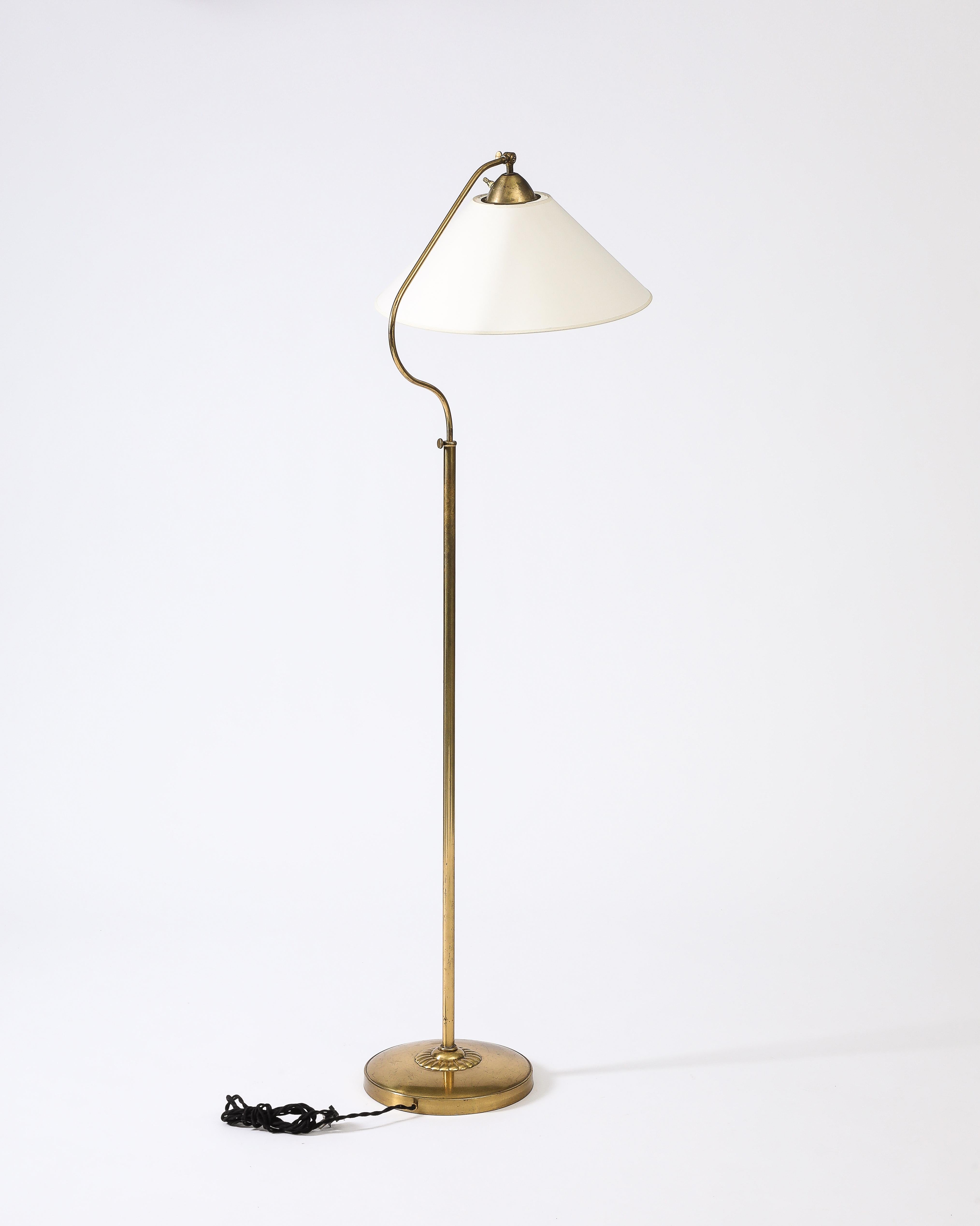 Floor Lamp with Fabric Shades, Attributed to ASEA, Sweden, c. 1950 In Good Condition In New York City, NY