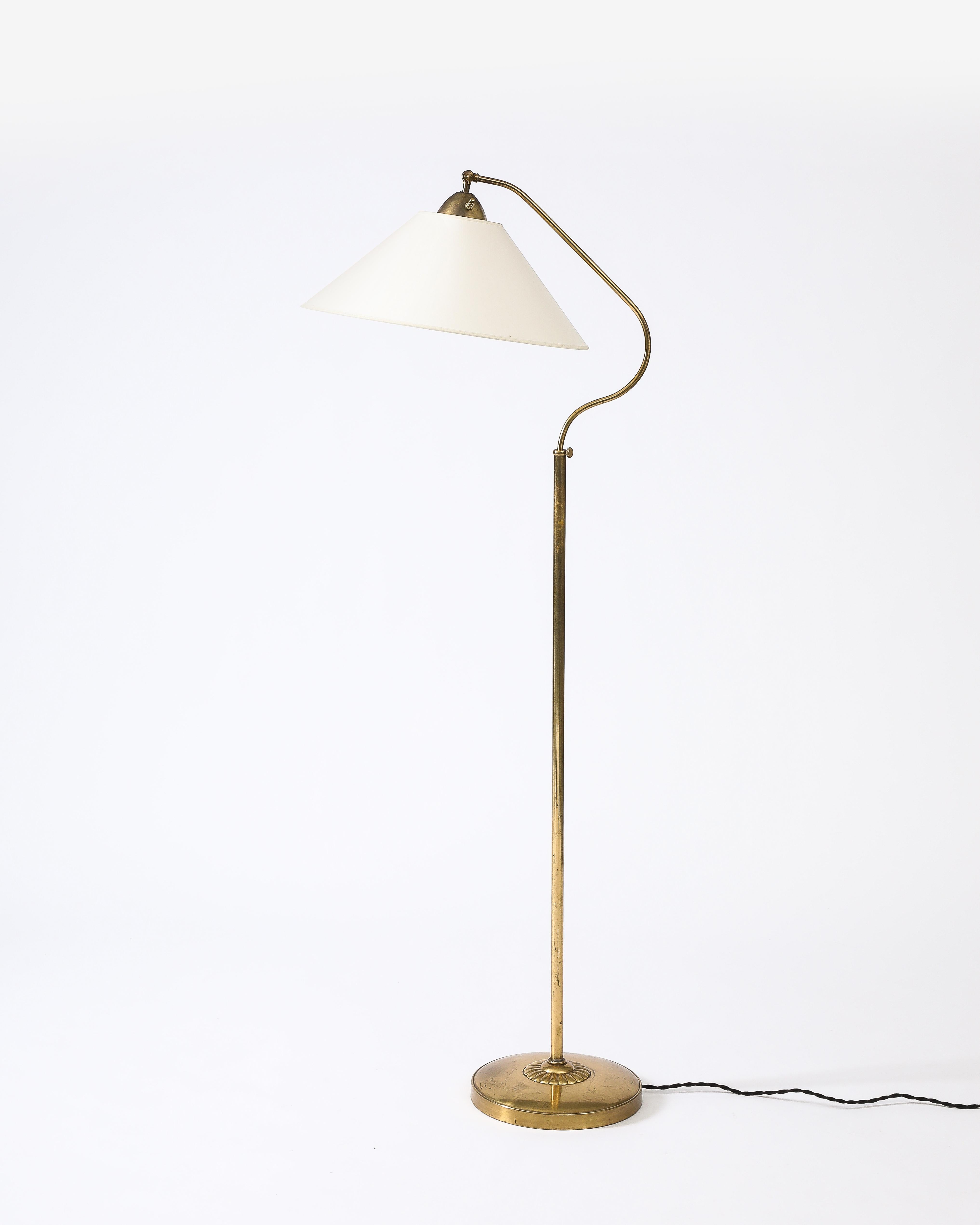 Mid-20th Century Floor Lamp with Fabric Shades, Attributed to ASEA, Sweden, c. 1950