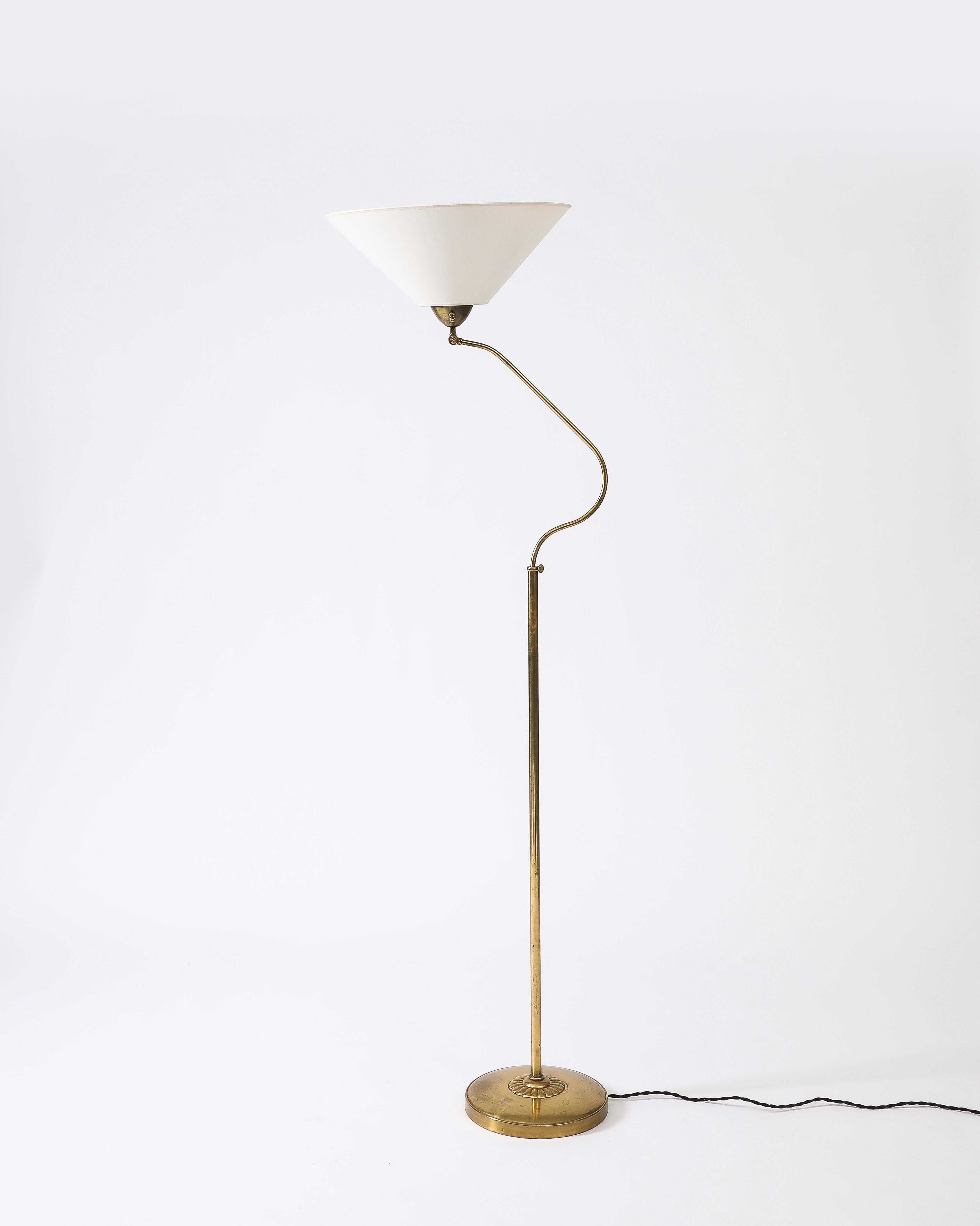 Floor Lamp with Fabric Shades, Attributed to ASEA, Sweden, c. 1950 1