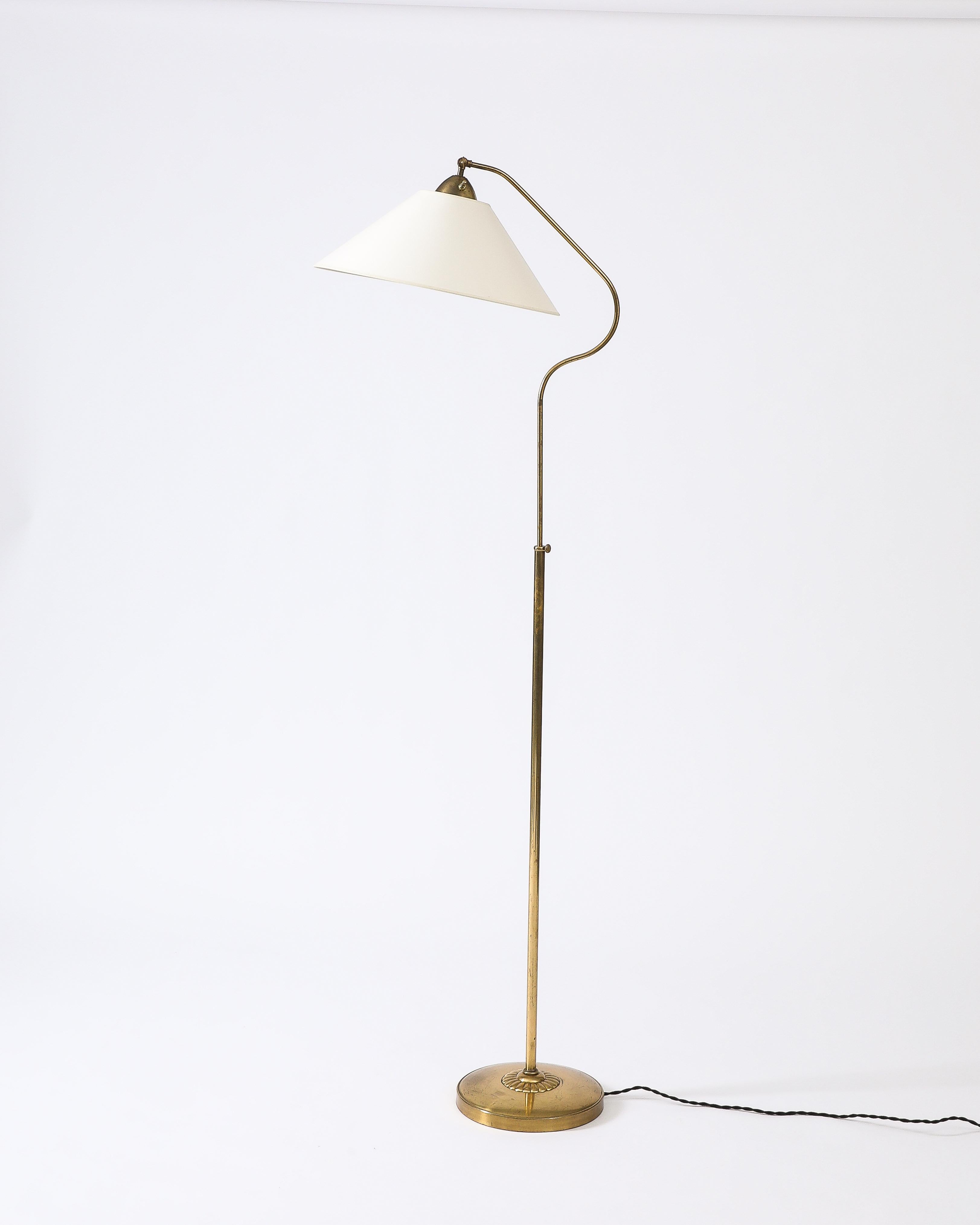 Floor Lamp with Fabric Shades, Attributed to ASEA, Sweden, c. 1950 2