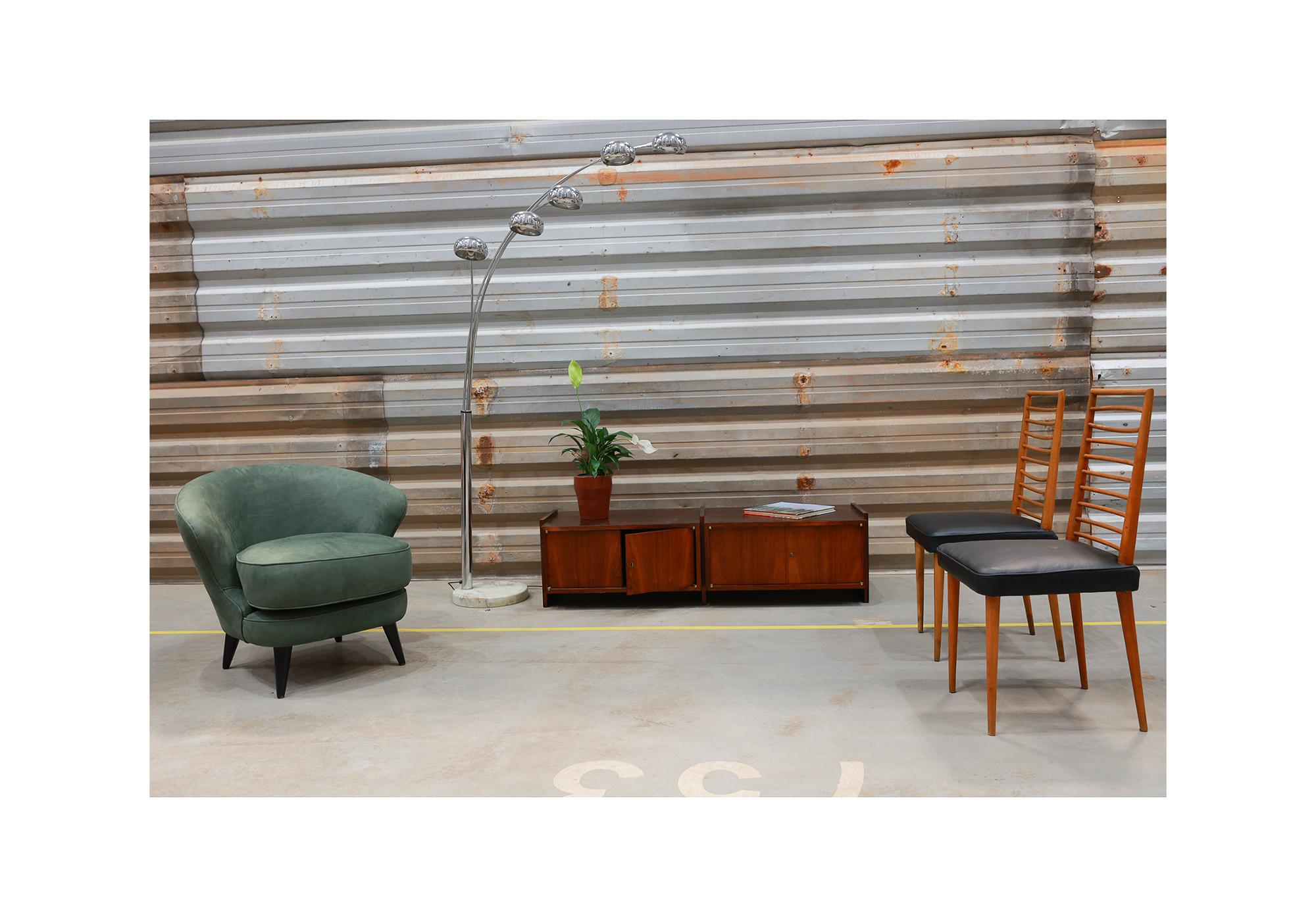 Floor Lamp with Five Bulbs in Chrome, Glass & Marble, Unknown, 1960s In condizioni buone in vendita a New York, NY