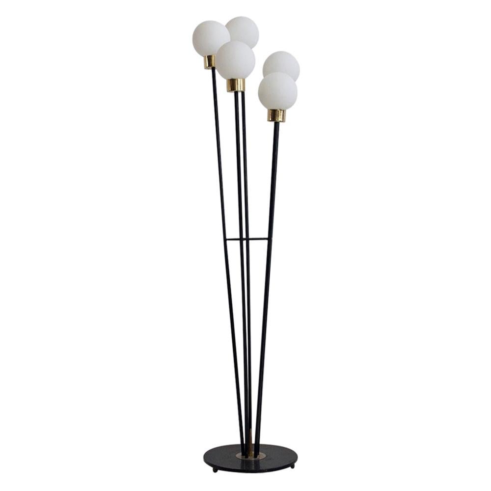 Imposing Marble and Brass Five Lights Floor Lamp at 1stDibs