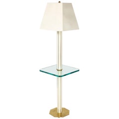 Lampadaire avec étagère en verre