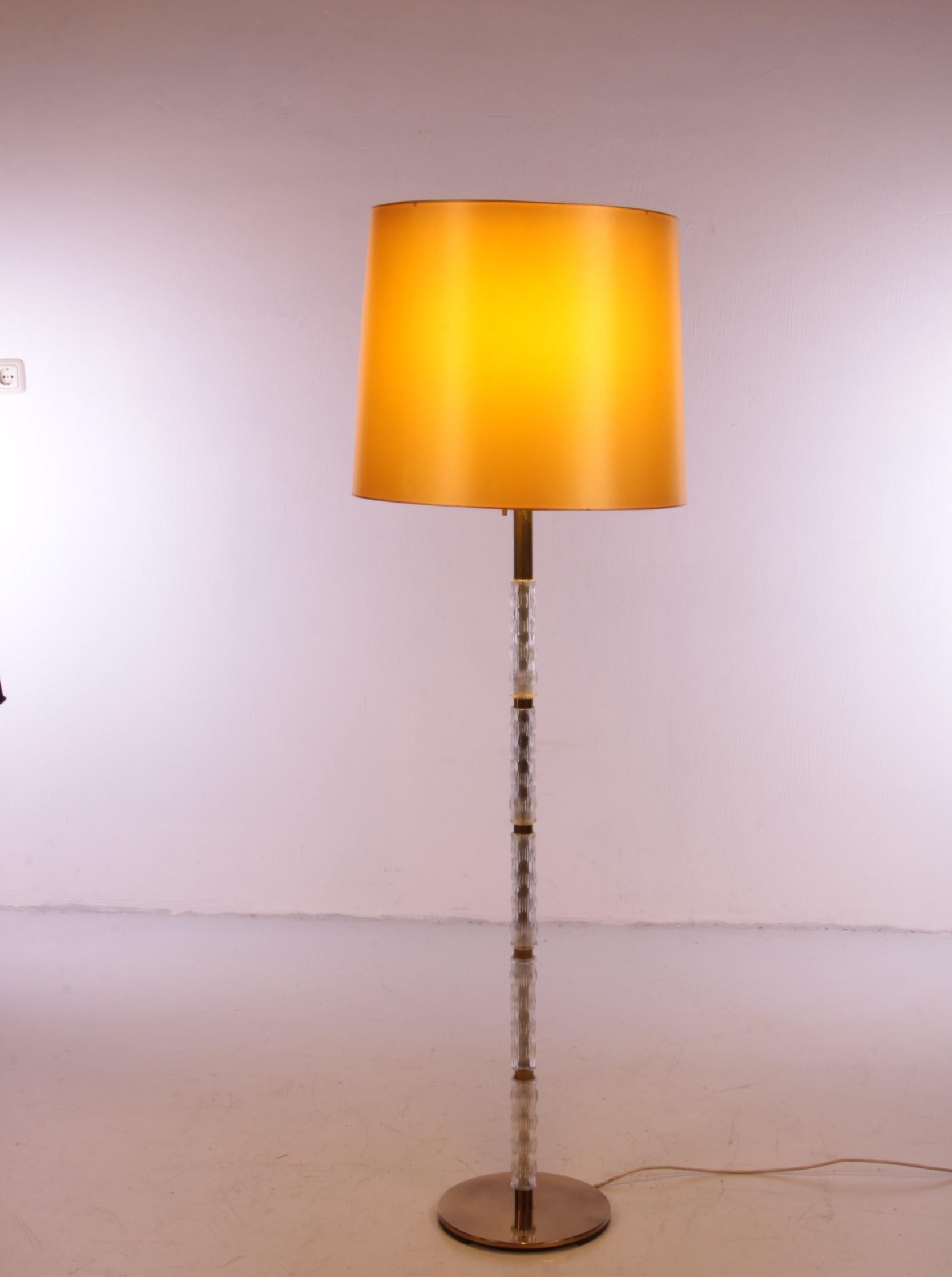 Floor Lamp with Glass Tubes and Brass Details, 1960s For Sale 6