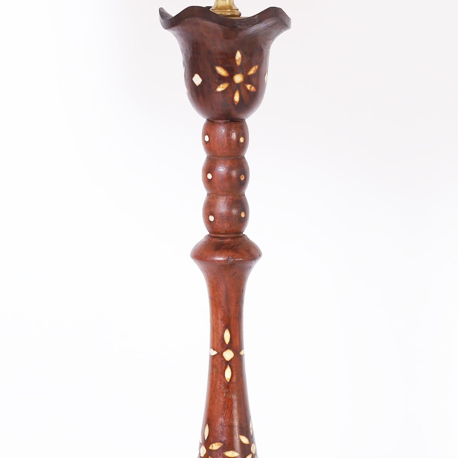 Anglo-Indian Floor Lamp with Inlaid Bone